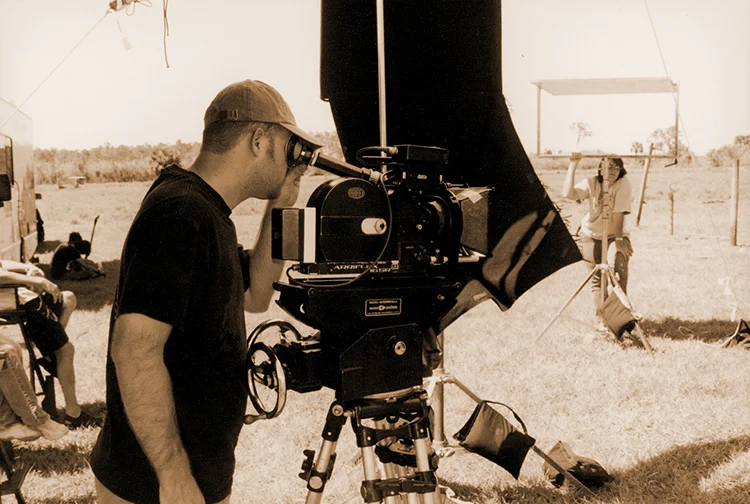 Operating the Arri SR, on location for "Autumn Reflection."