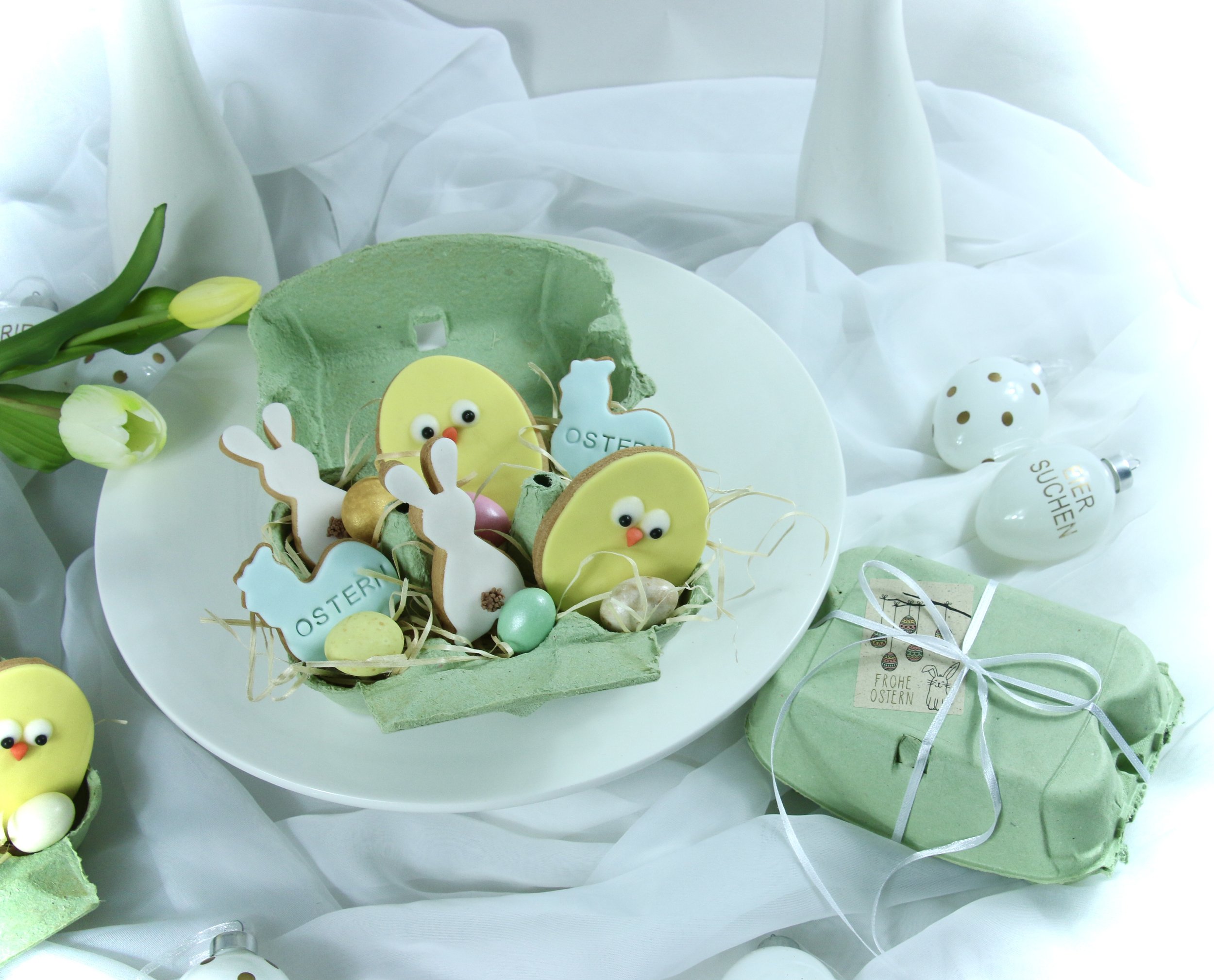  🐣🥚Osterspecial🥚🐣  .  Ihr sucht noch eine Kleinigkeit für Eure Lieben?  Da haben wir was für Euch!!!  Wunderschöne und zuckersüße Osterkekse, dekorativ österlich verpackt🐇.  .  Pro Ostergeschenk 15,00 € 