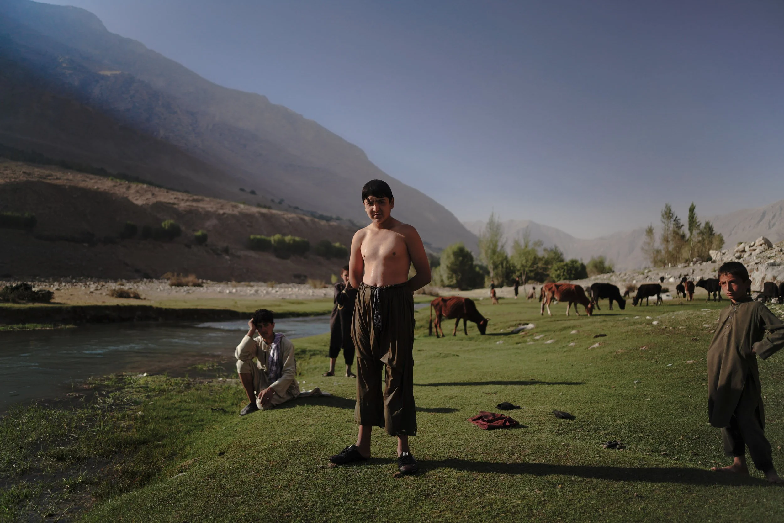  Boys swimming in a river outside of Baharak, Badakhshan 
