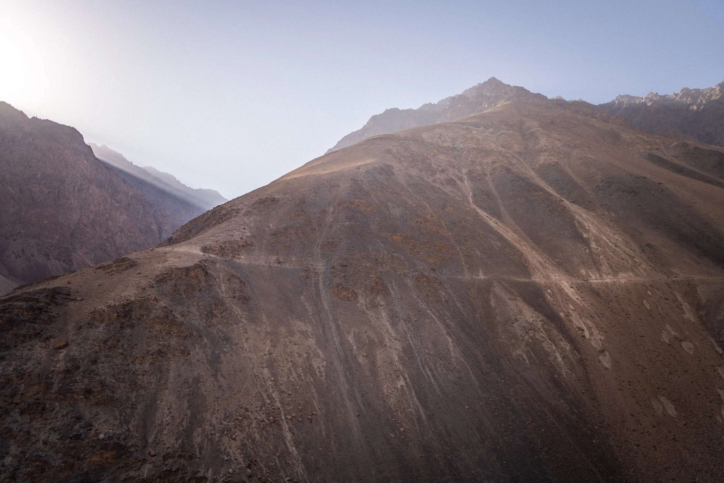  The vast scale and remoteness of Badakhshan’s mountains render the man and his mule to the far right of the image almost invisible 