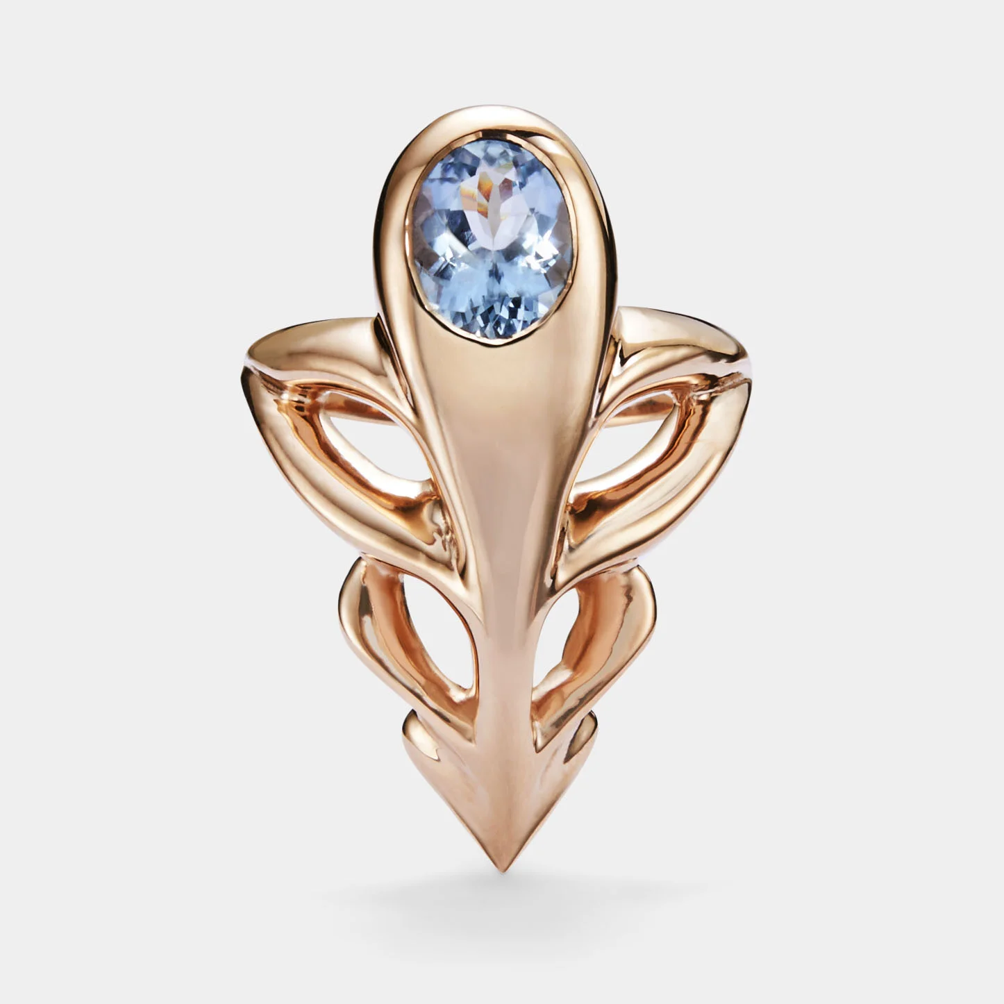 Caduceus Ring with Aquamarine