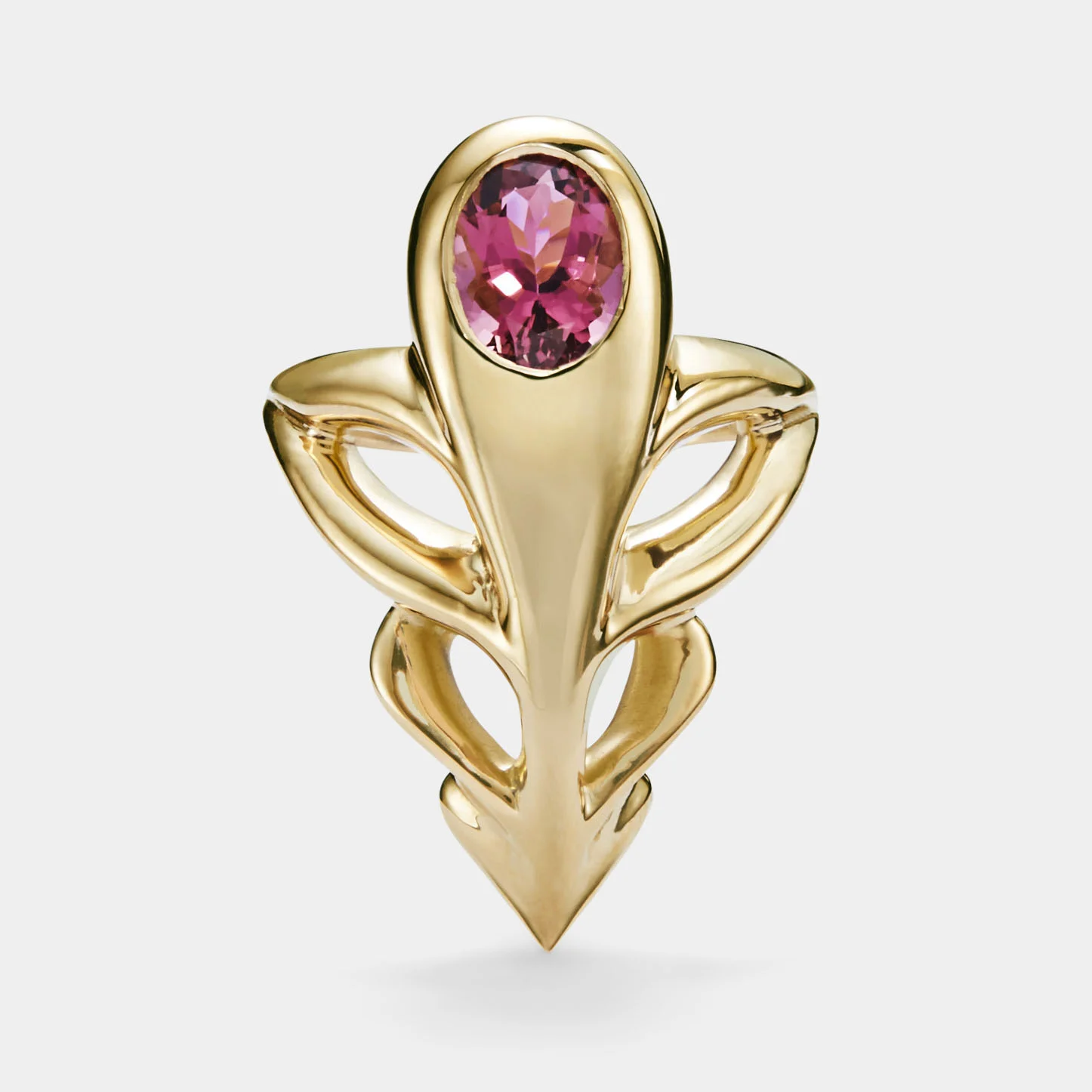 Caduceus Ring with Pink Tourmaline