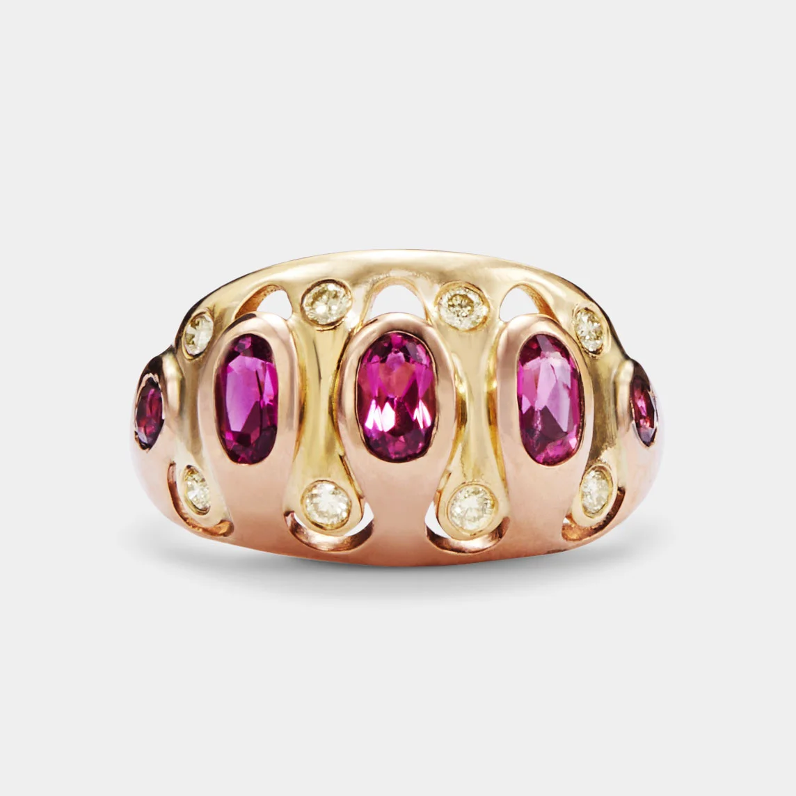 Jigsaw Ring with Rubellite Tourmaline