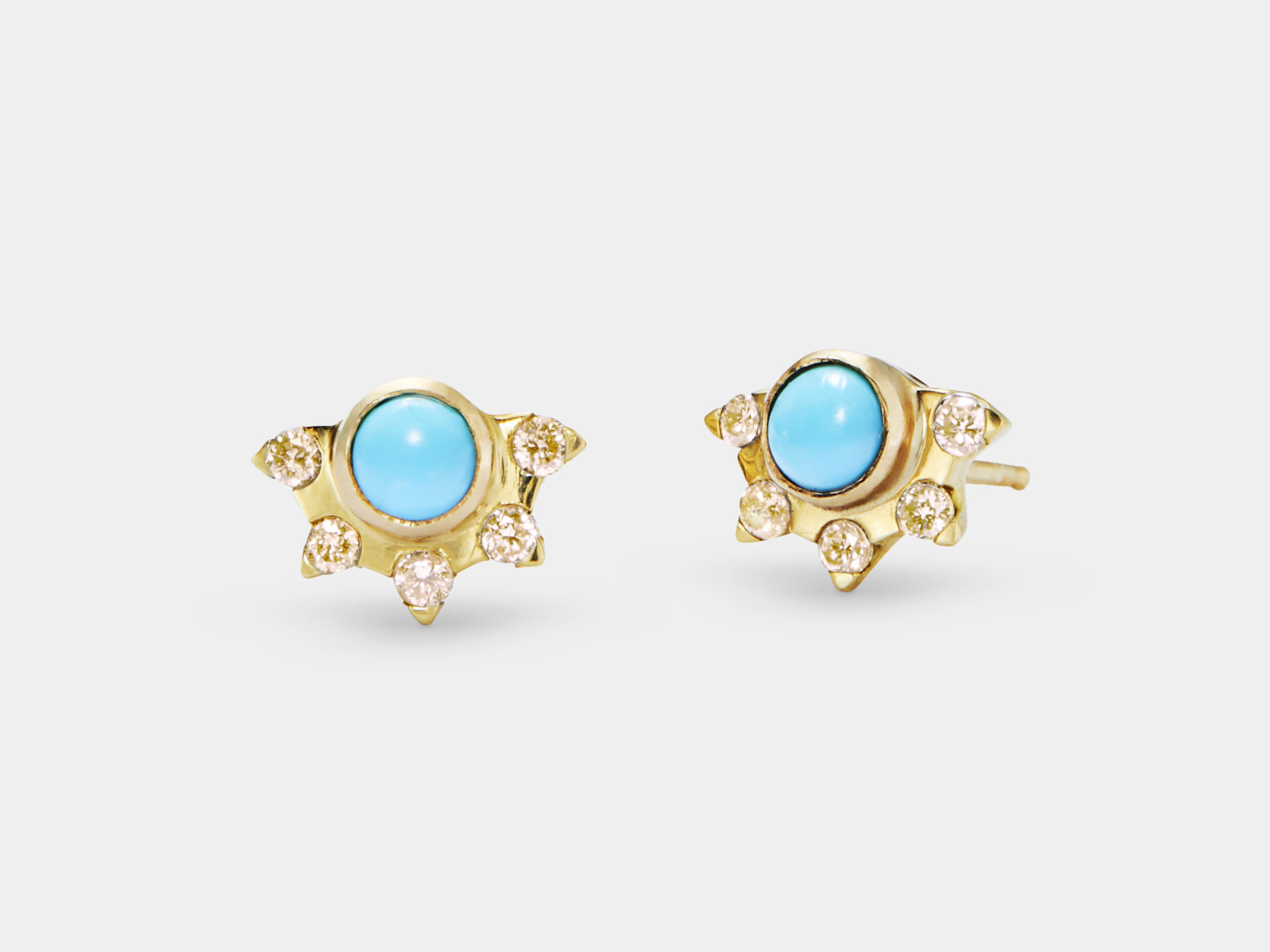 Mace Stud Earrings with Turquoise — Baker & Black - Fine Jewelry