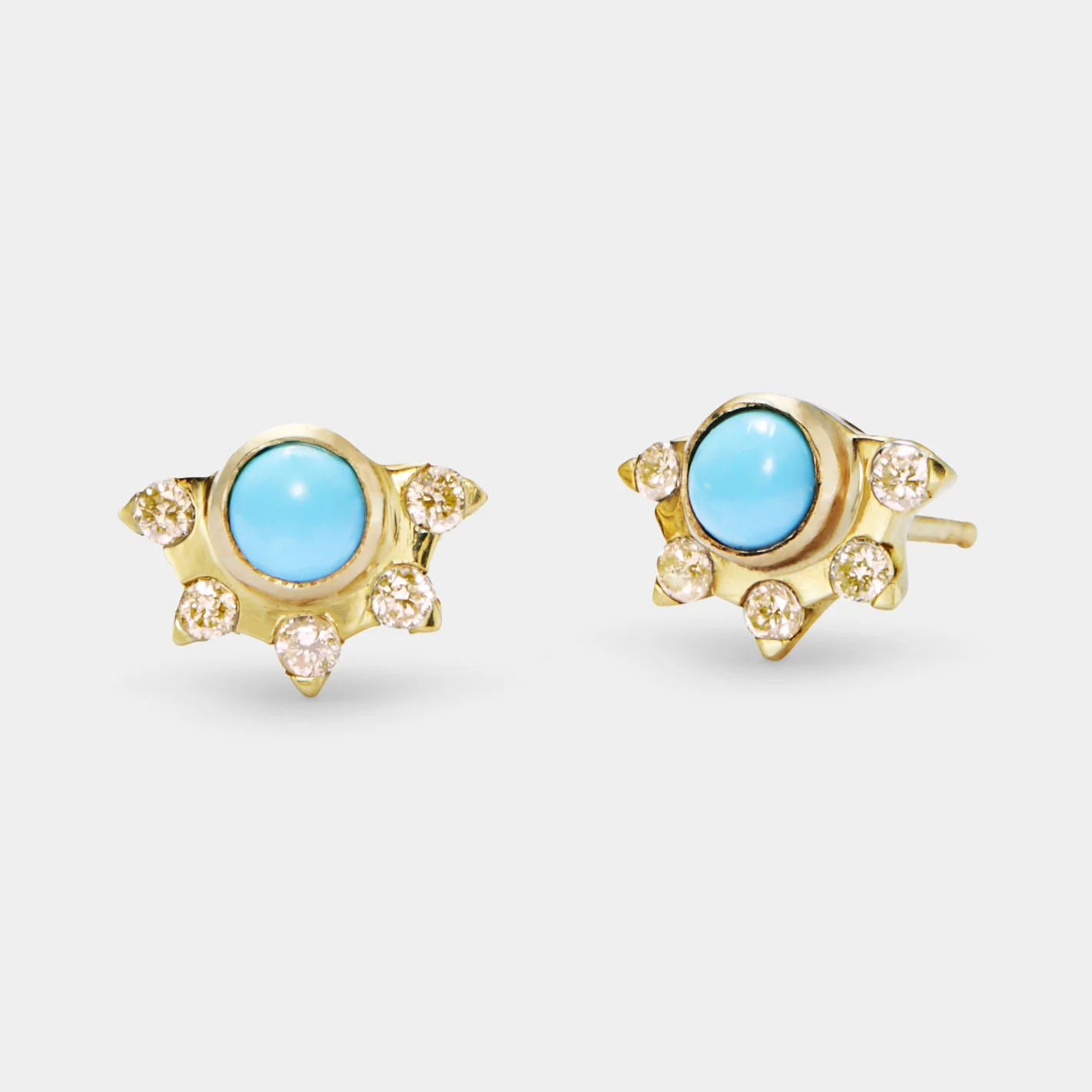 Mace Stud Earrings with Turquoise