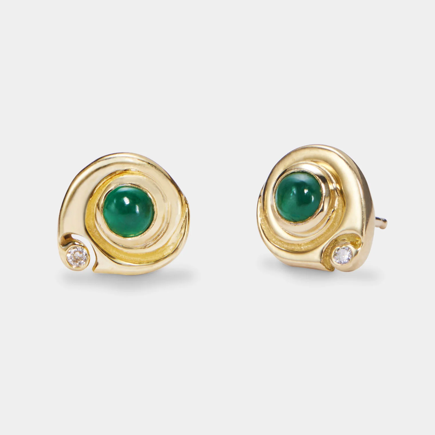 Mollusk Stud Earrings with Emerald