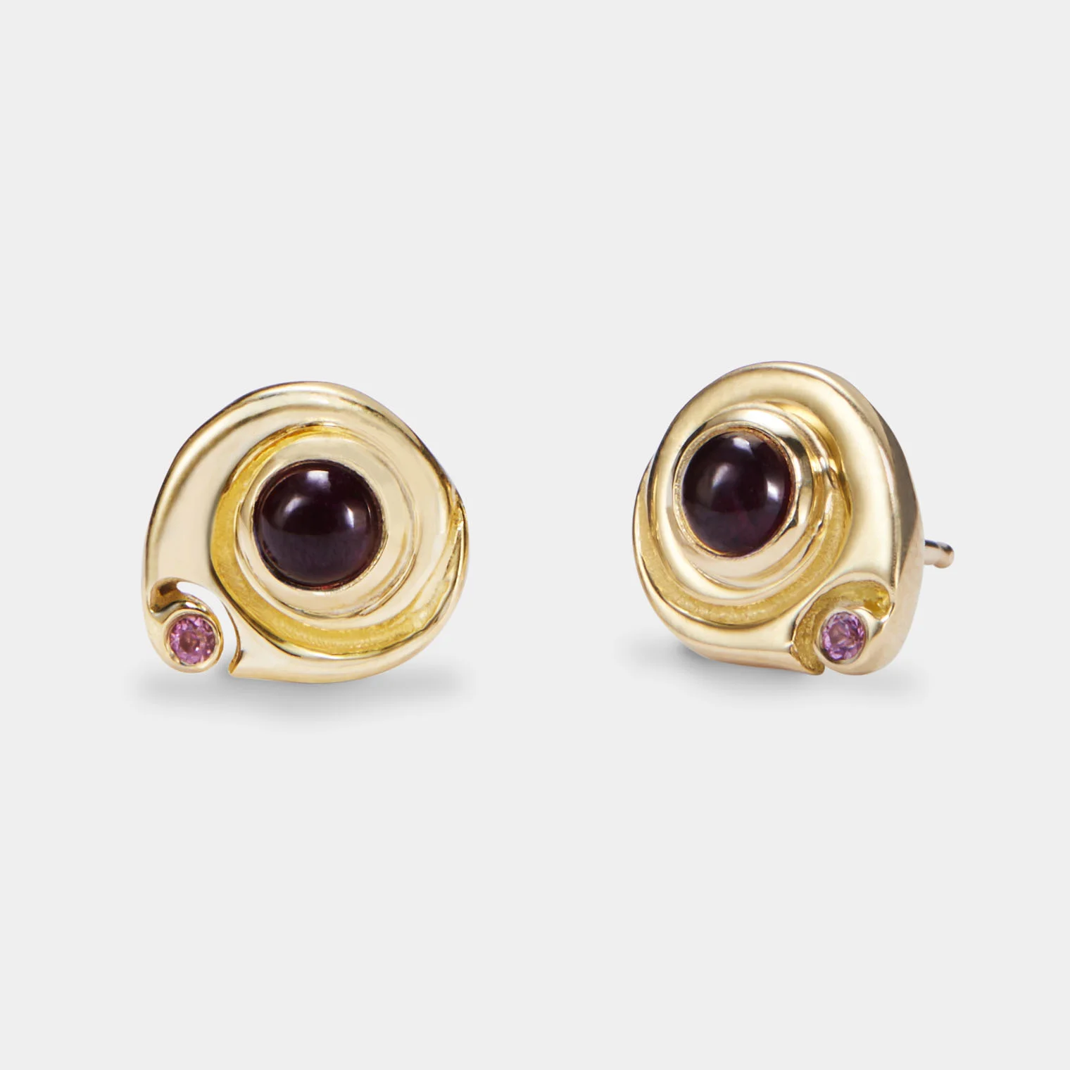 Mollusk Stud Earrings with Ruby