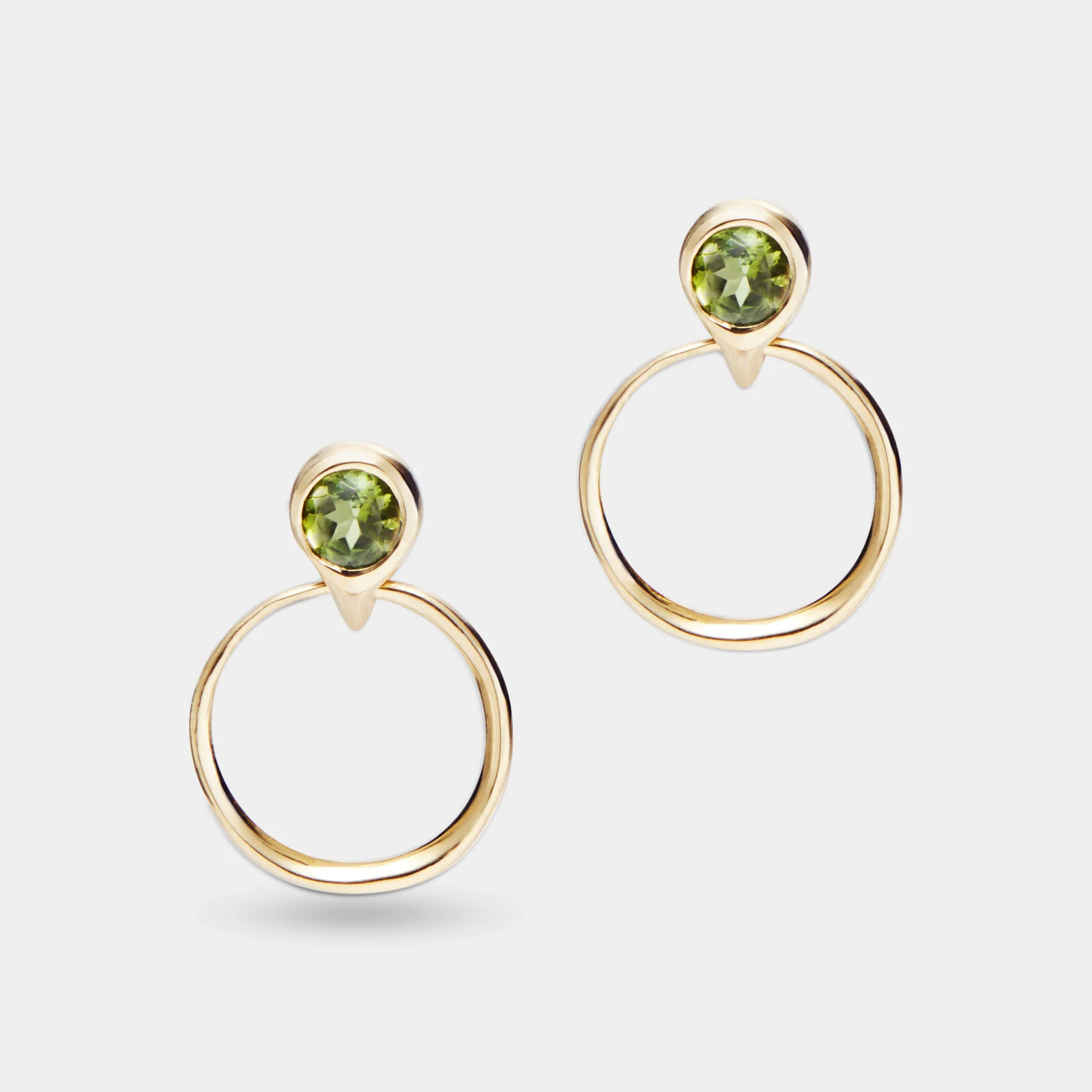 Dew Door Knocker Earrings with Green Tourmaline