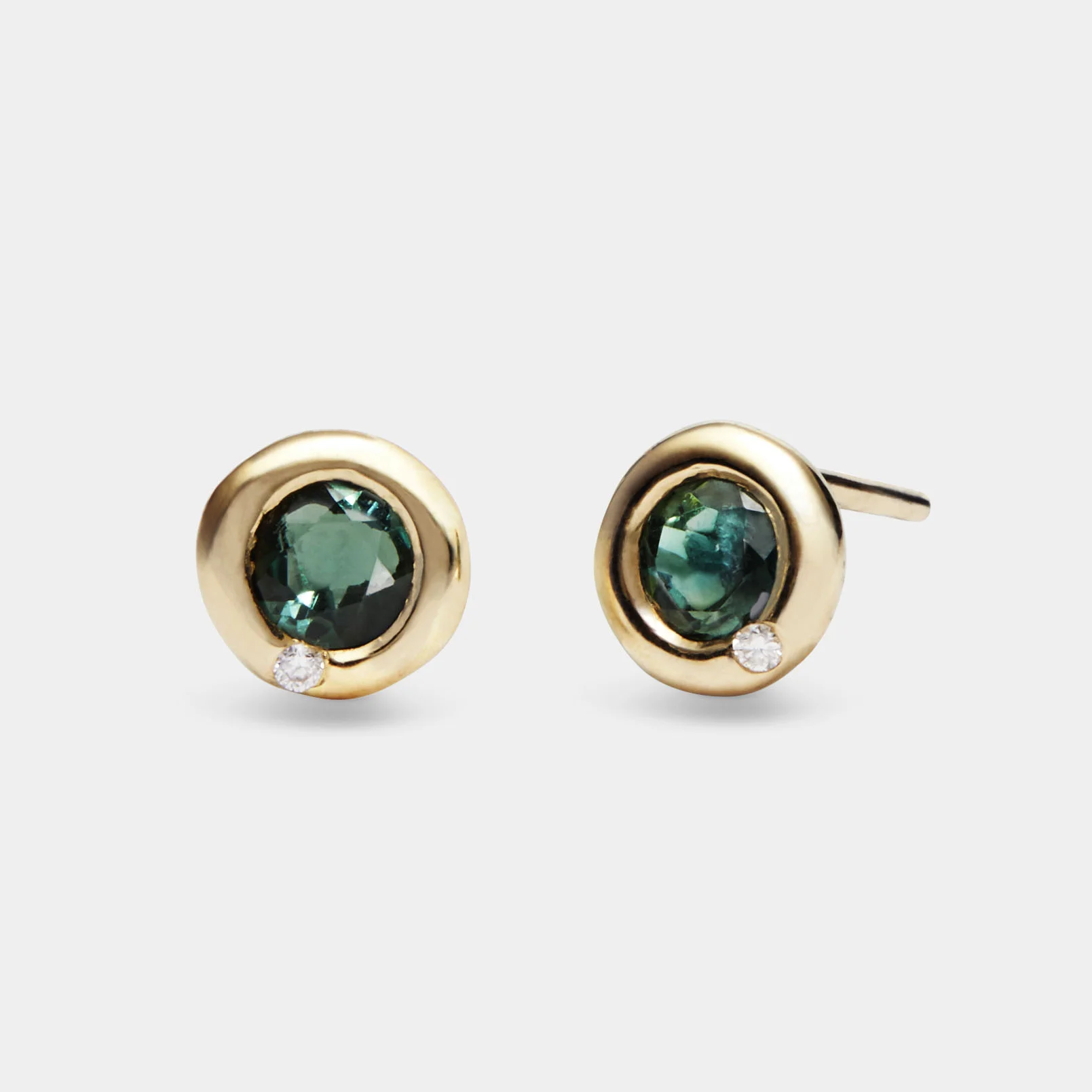 Selene Stud Earrings with Green Tourmaline