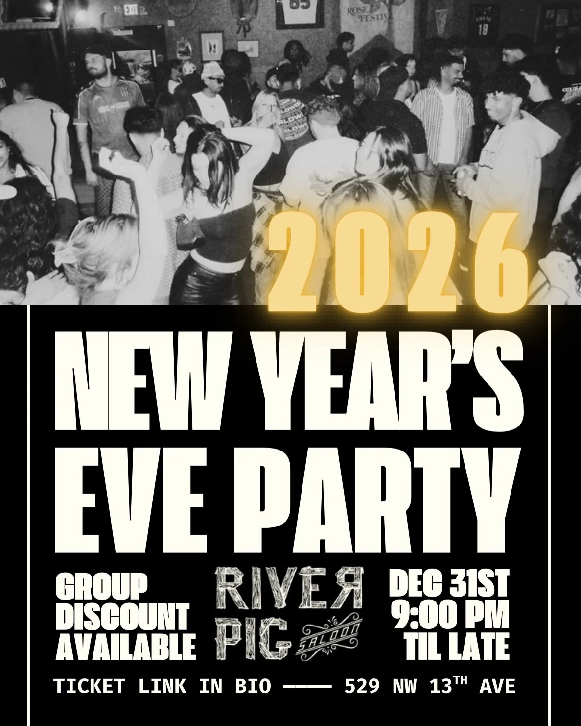 NYE TICKETS ARE LIVE 🥂

You know you won&rsquo;t want to miss this. Grab yours before it&rsquo;s gone. Link in bio. 

#nye #newyearseve #pdxevents #pdxnow #pdxnightlife #bendoregonlife #bendoregonliving