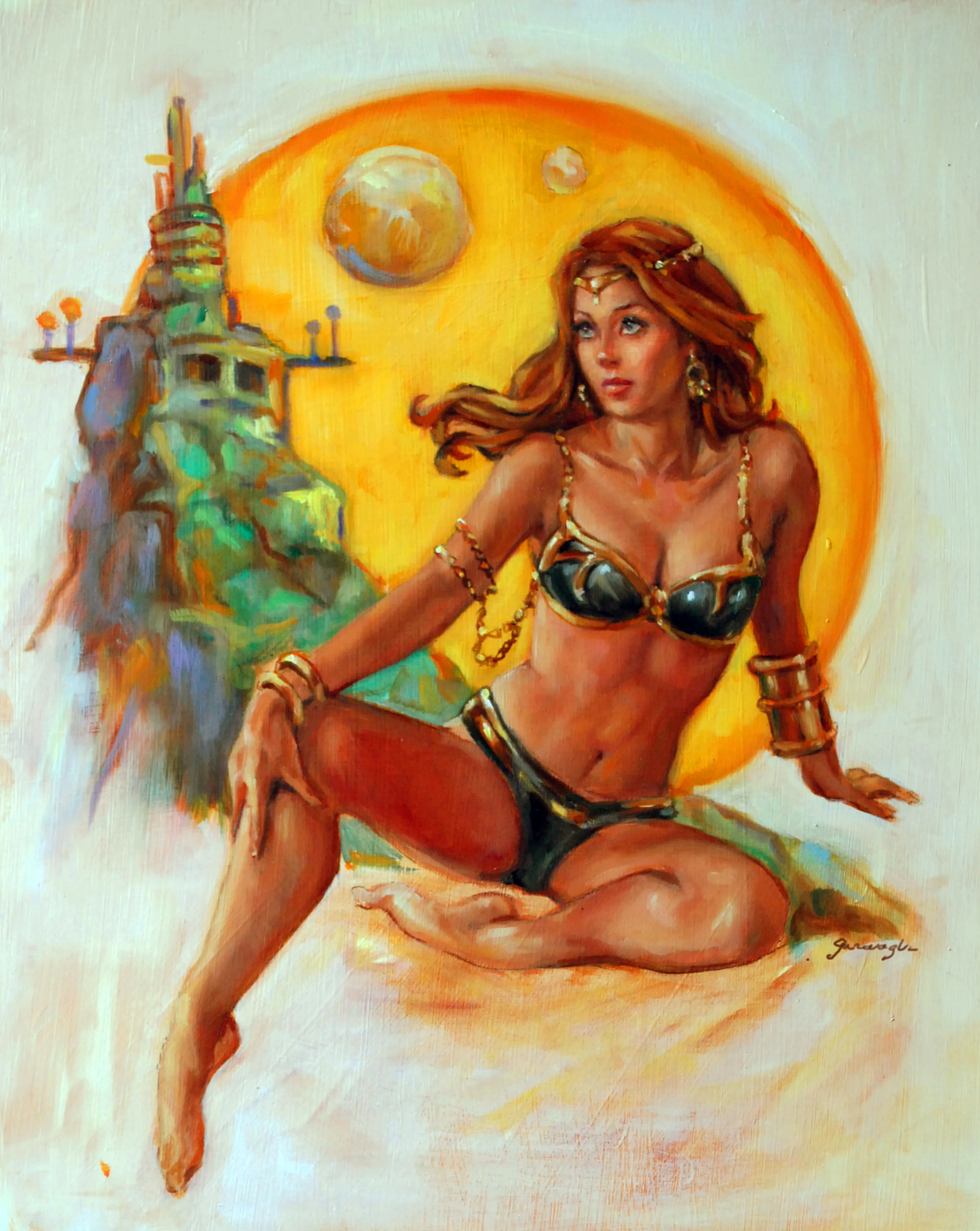 oil on Masonite. Princess of Mars