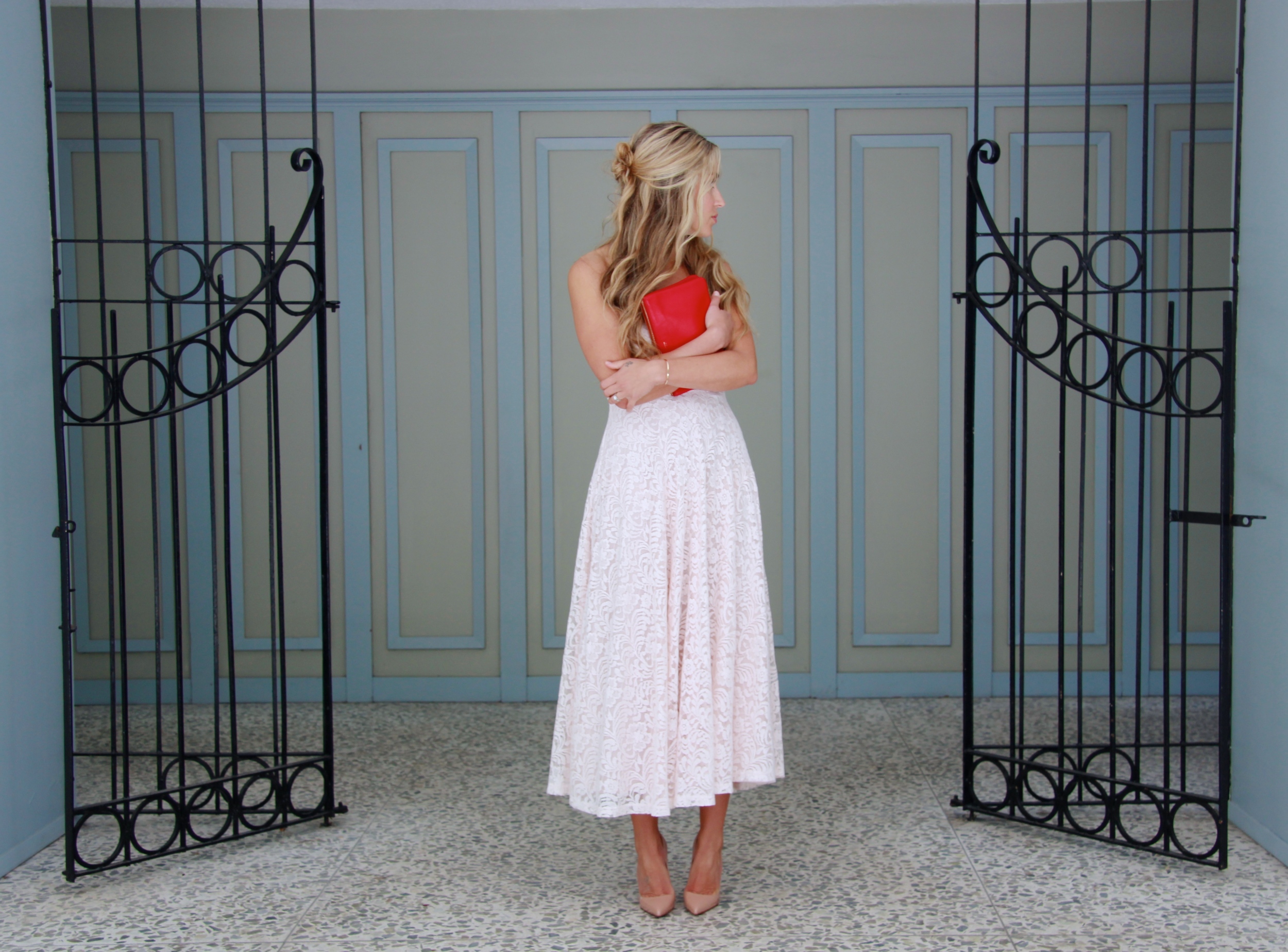 Wearing: Lulu's Dress , Céline Bag, Christian Louboutin Pumps , Jacquie Aiche Necklace, Leah Alexandra Bangle,