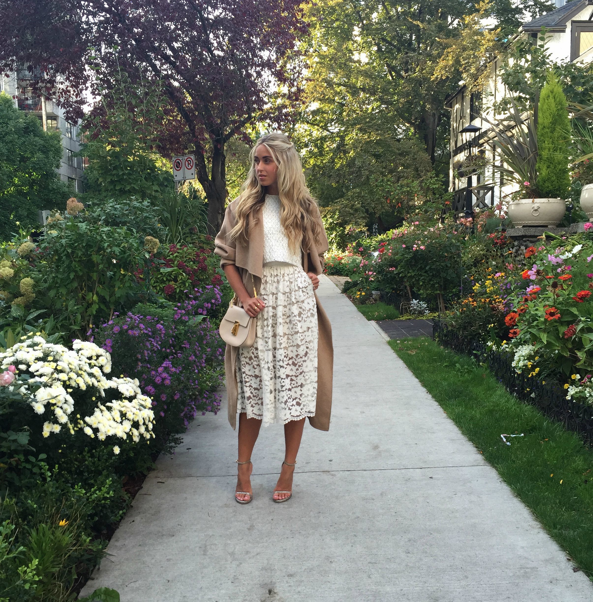 Alexis Top, NBD Skirt, Chloé Bag, Stuart Wetizman Heels, Zara Coat