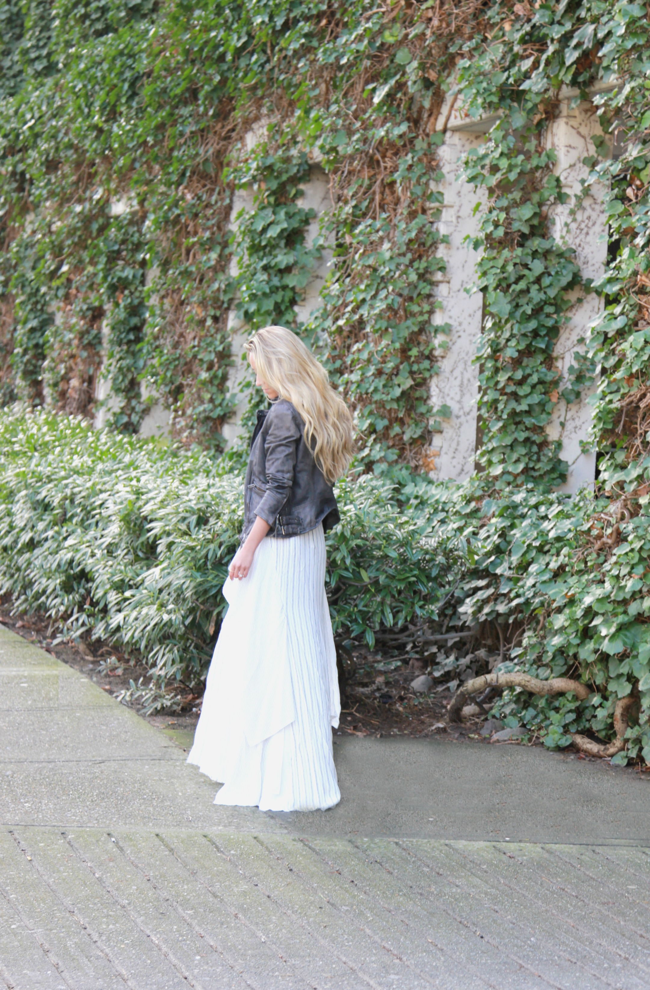 BCBGMaxazria Dress, Muubaa Jacket ( similar ), Stuart Weitzman Heels