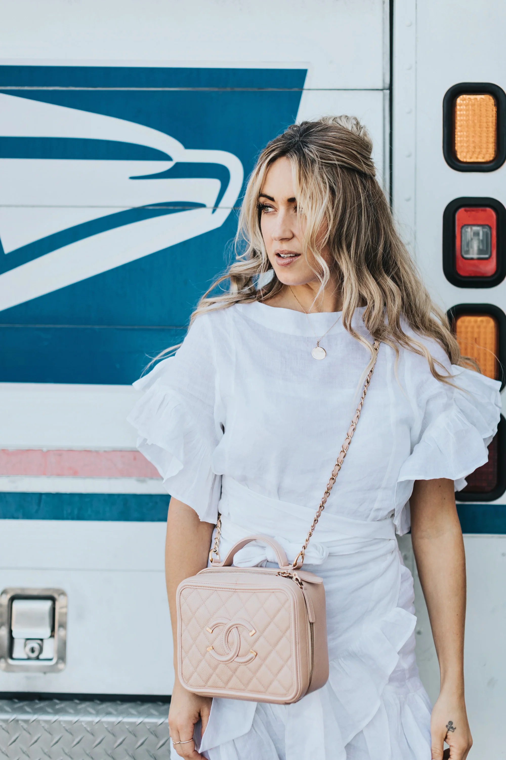 Photos by Allison Kuhl Isabel Marant Etoile Dress via LuisaViaRoma (also in blue & black ), Chanel Bag, CJxMA Melanie Auld Toggle Necklace , Chloe Nile Bag & Espadrilles