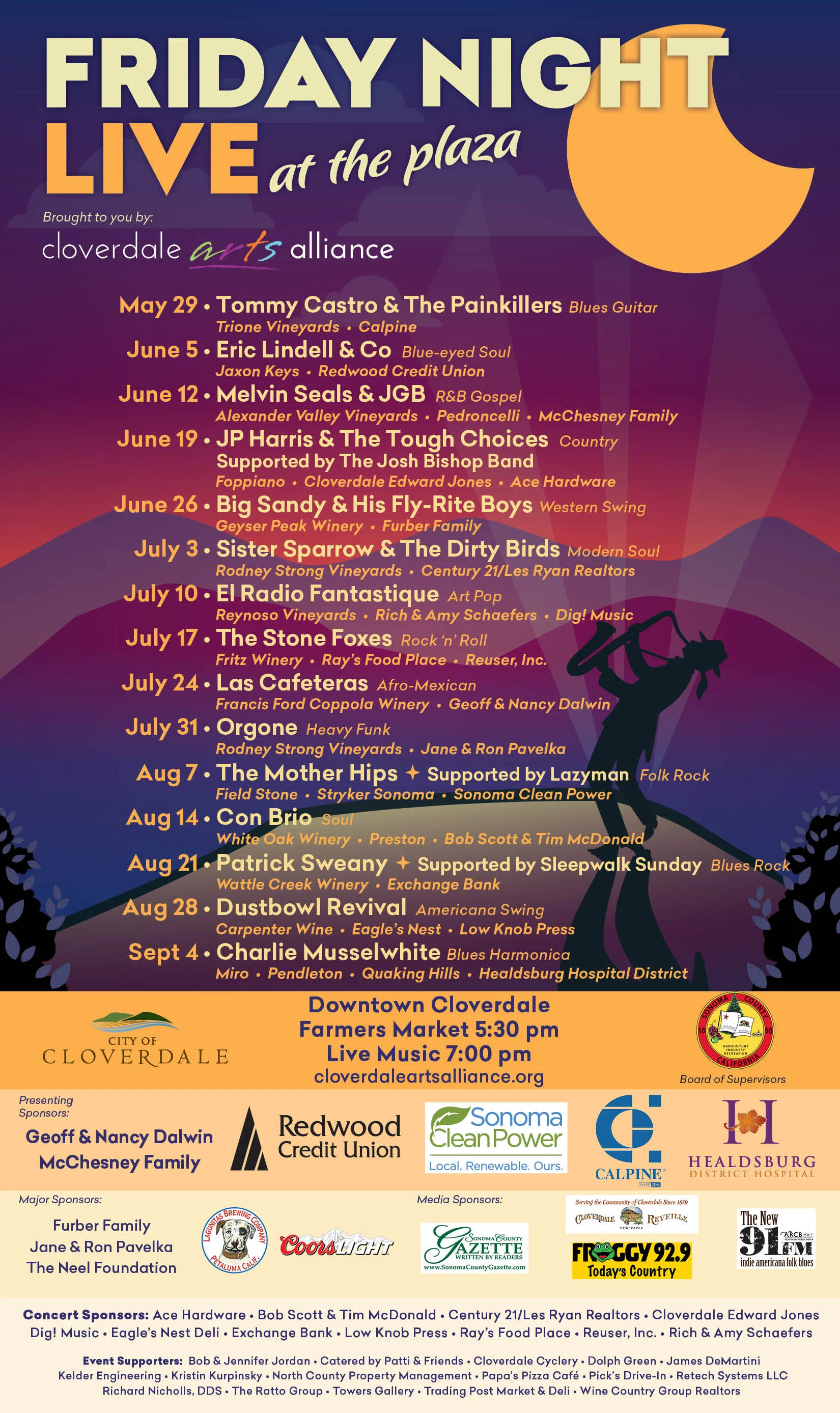 Friday Night Live Eric Lindell & Co — Cloverdale Arts Alliance