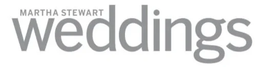 Logo for Martha Stewart Weddings featuring gray text on a white background.