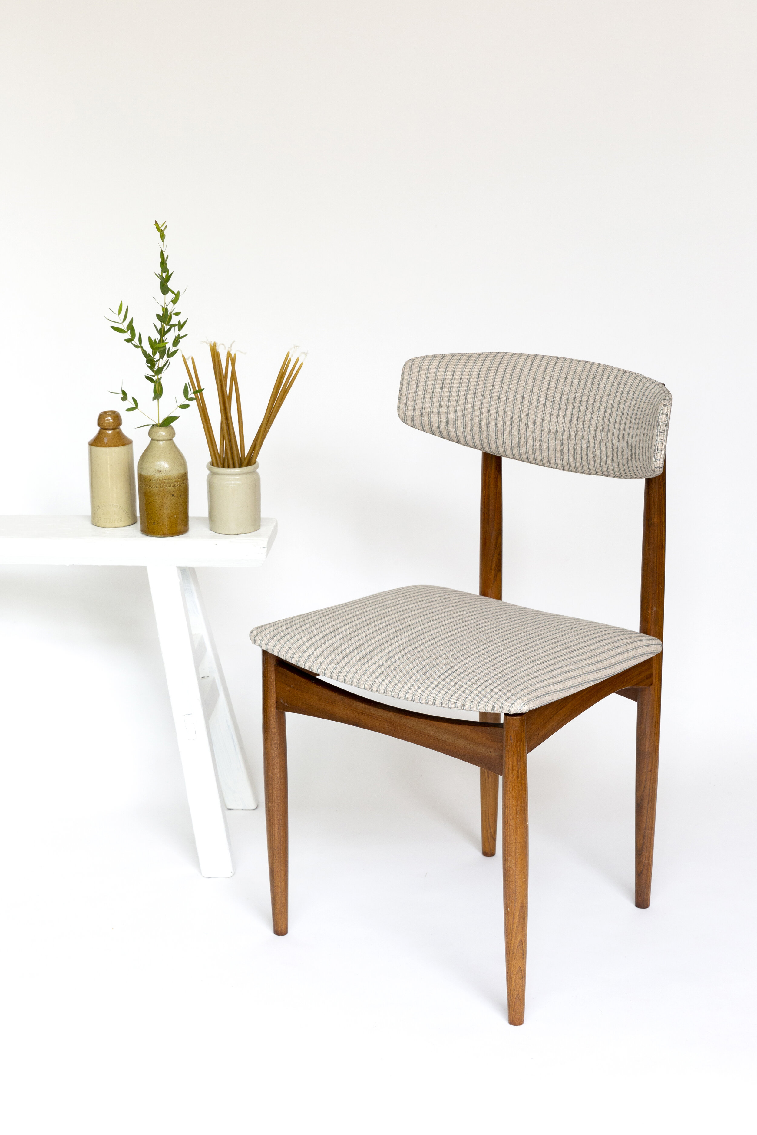 Set of 4 vintage Danish reupholstered in 100% cotton.
