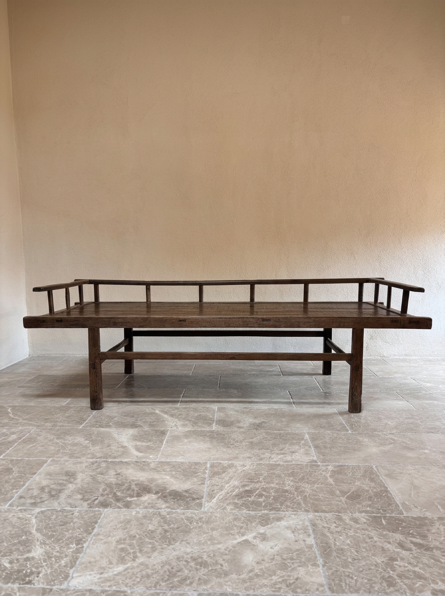Chinese elm wooden day bed from the 1940's