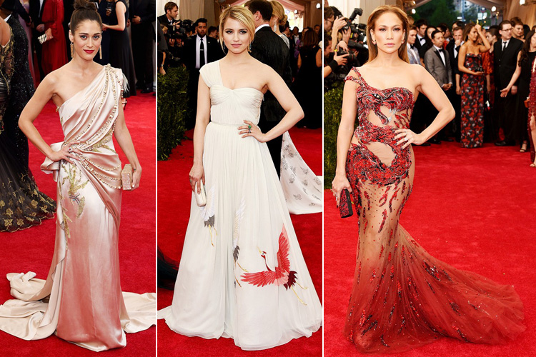  Lizzy Caplan in Donna Karan Dianna Agron in Tory Burch Jennifer Lopez in Versace 