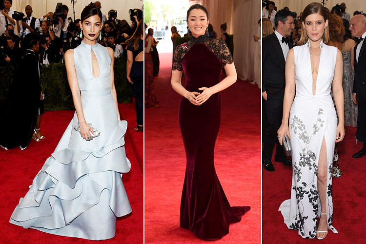  Lily Aldridge in Carolina Herrera Gong Li in Roberto Cavalli Kate Mara in DVF 