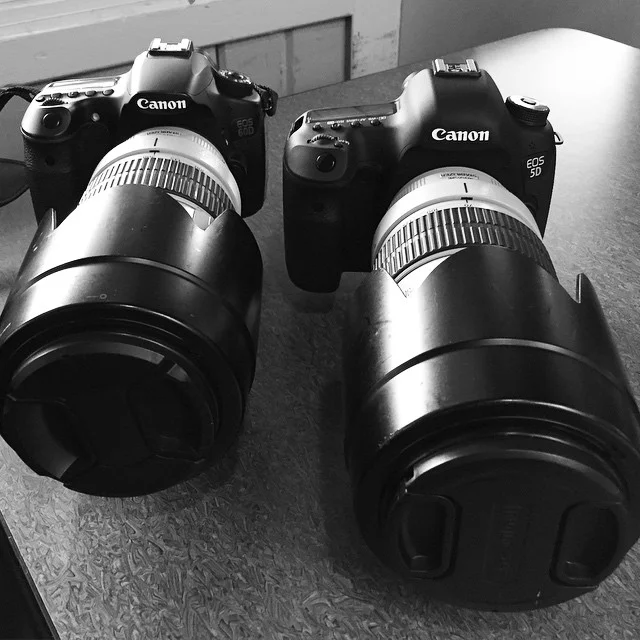 Canon 60d and 5d with 70-200mm lenses.