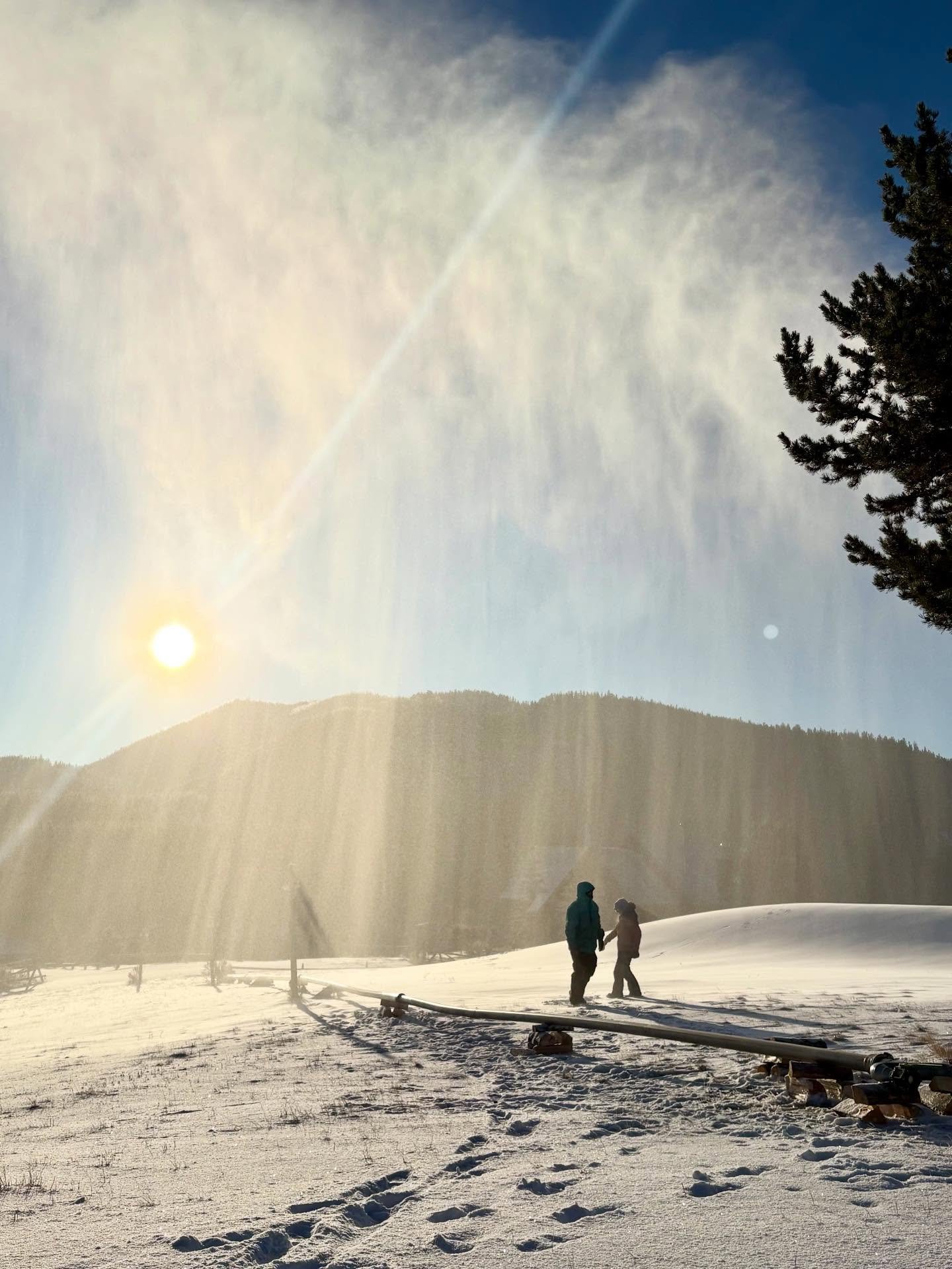 Making snow! We&rsquo;ve been getting natural snow too, but need some more to groom and open.