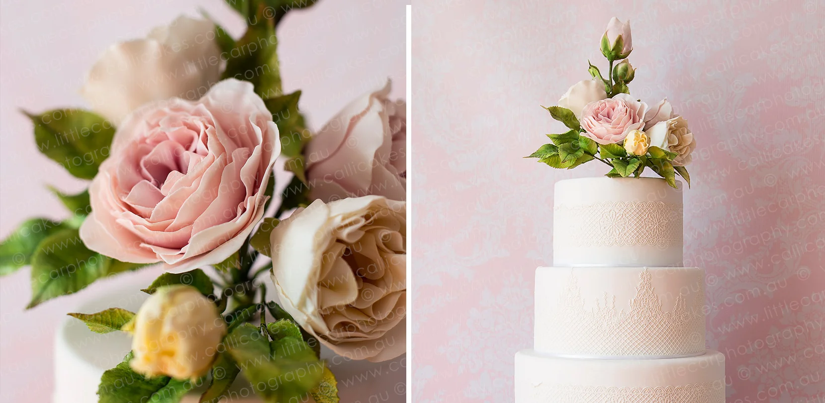 Wedding Photography of Sugar Art 3 teir Rose Cake.jpg