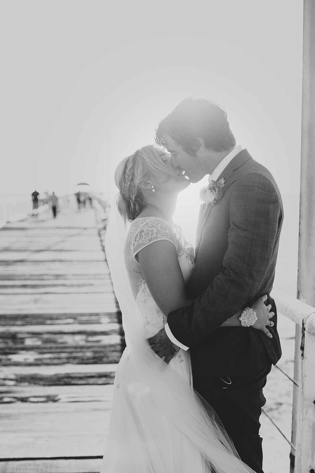 Adelaide Beach Wedding 68 Henley Jetty Wedding Photography Black and White.jpg