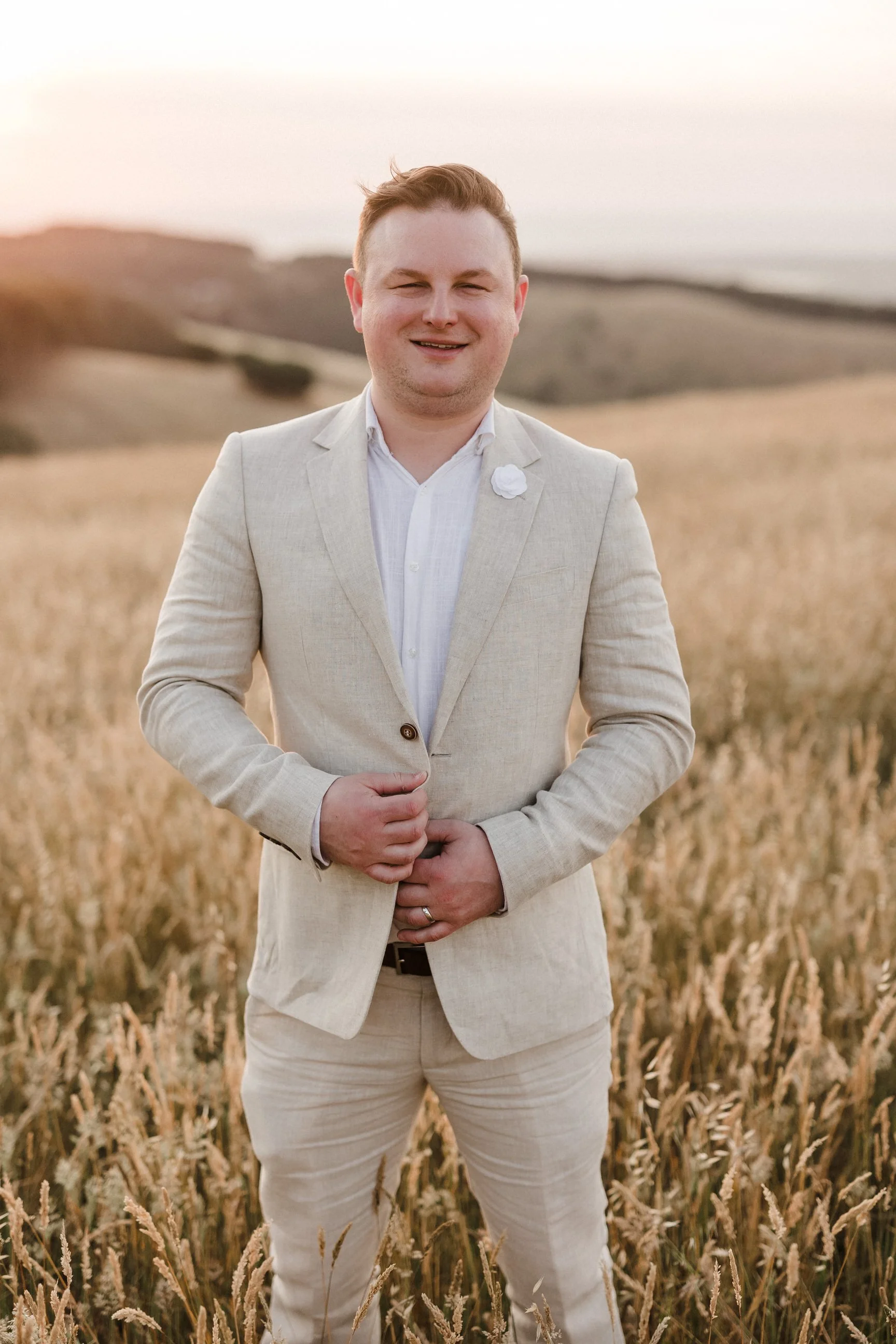 Magnolia Farm Elopement 056 groom portrait at sunset.jpg