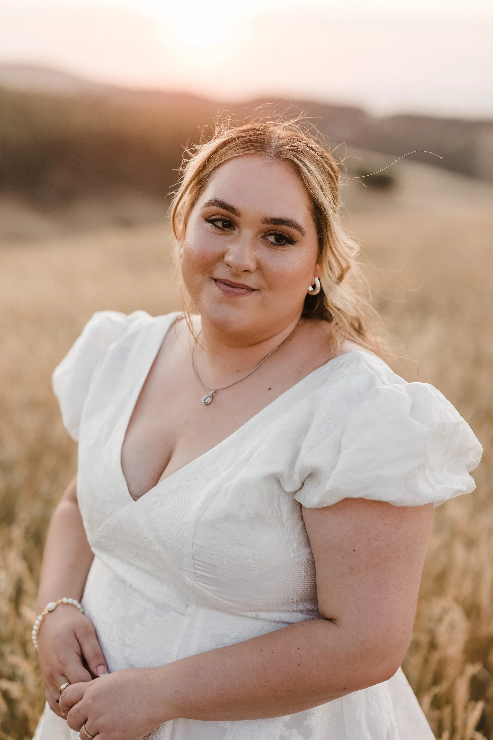Magnolia Farm Elopement 058 bride portrait at sunset.jpg