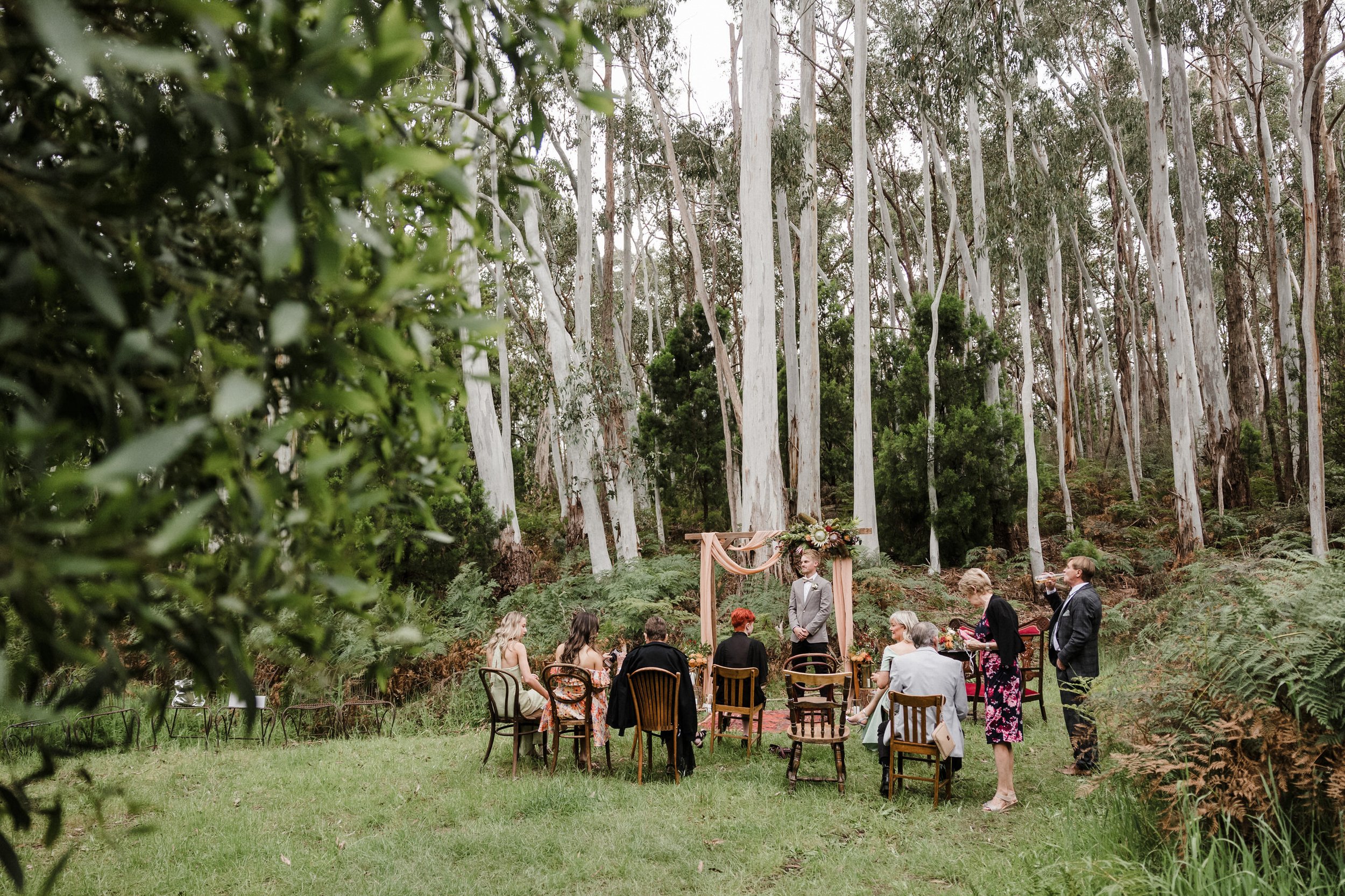 Intimate Forest Wedding - Sinclairs Gully Winery 08 - preceremony.jpg