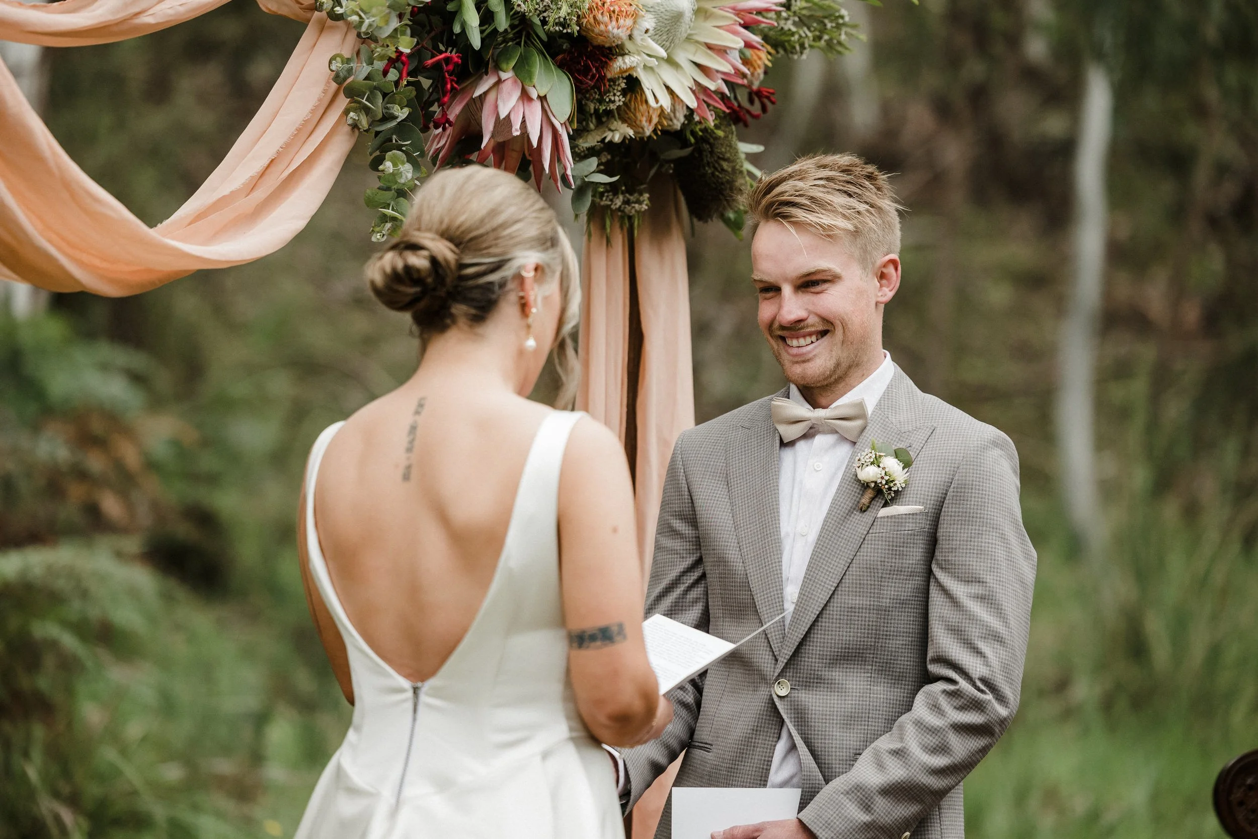 Intimate Forest Wedding - Sinclairs Gully Winery 21 - ceremony vows.jpg