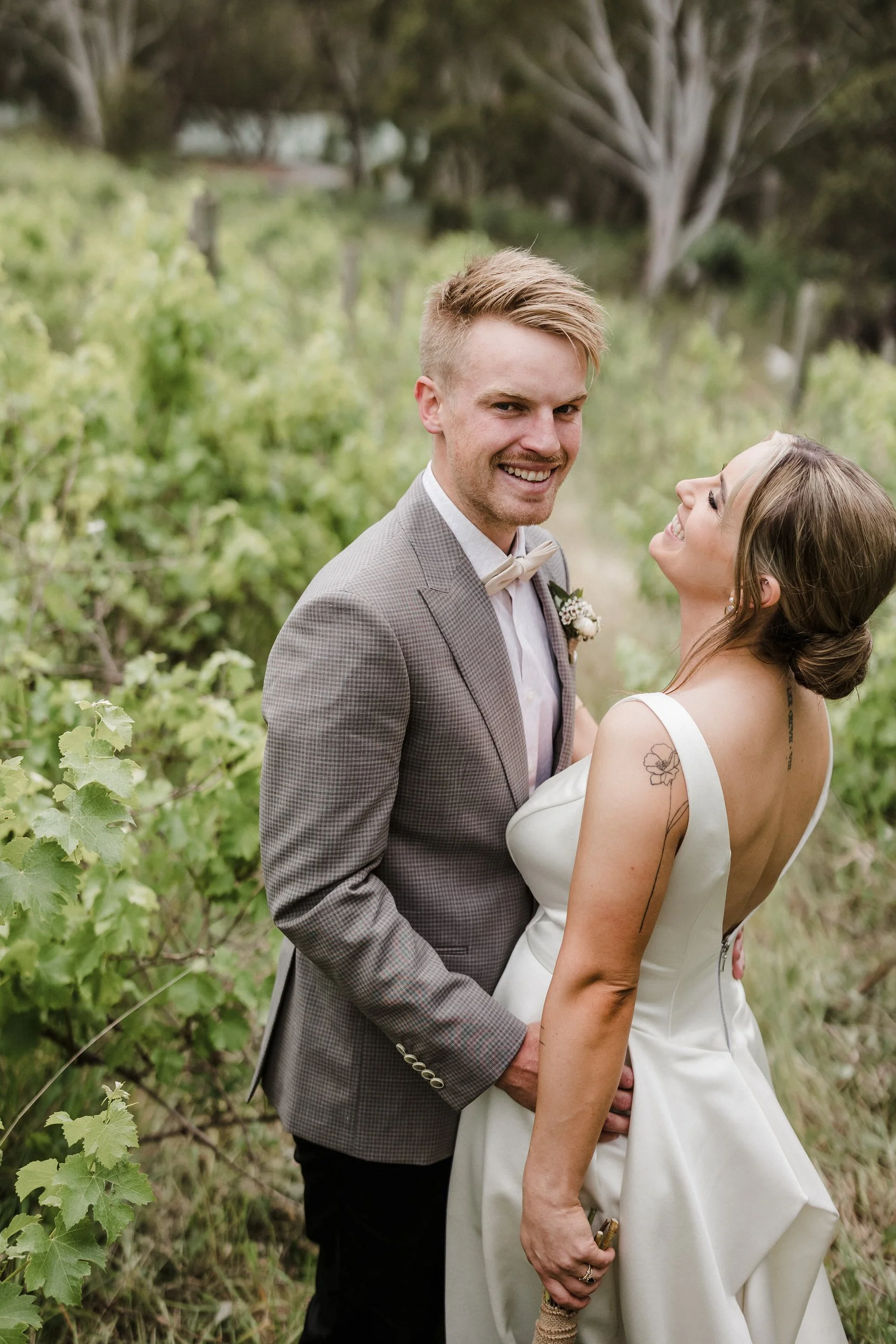 Intimate Forest Wedding - Sinclairs Gully Winery 52 - couple portraits in vineyard.jpg