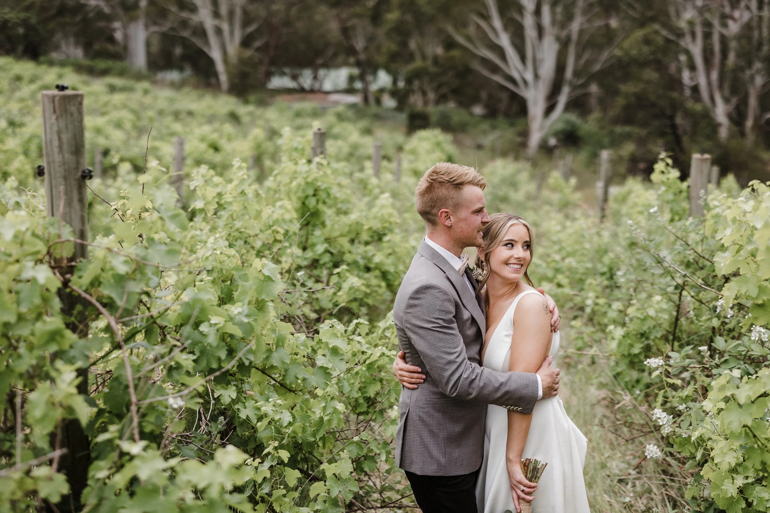 Intimate Forest Wedding - Sinclairs Gully Winery 53 - couple portraits in vineyard.jpg