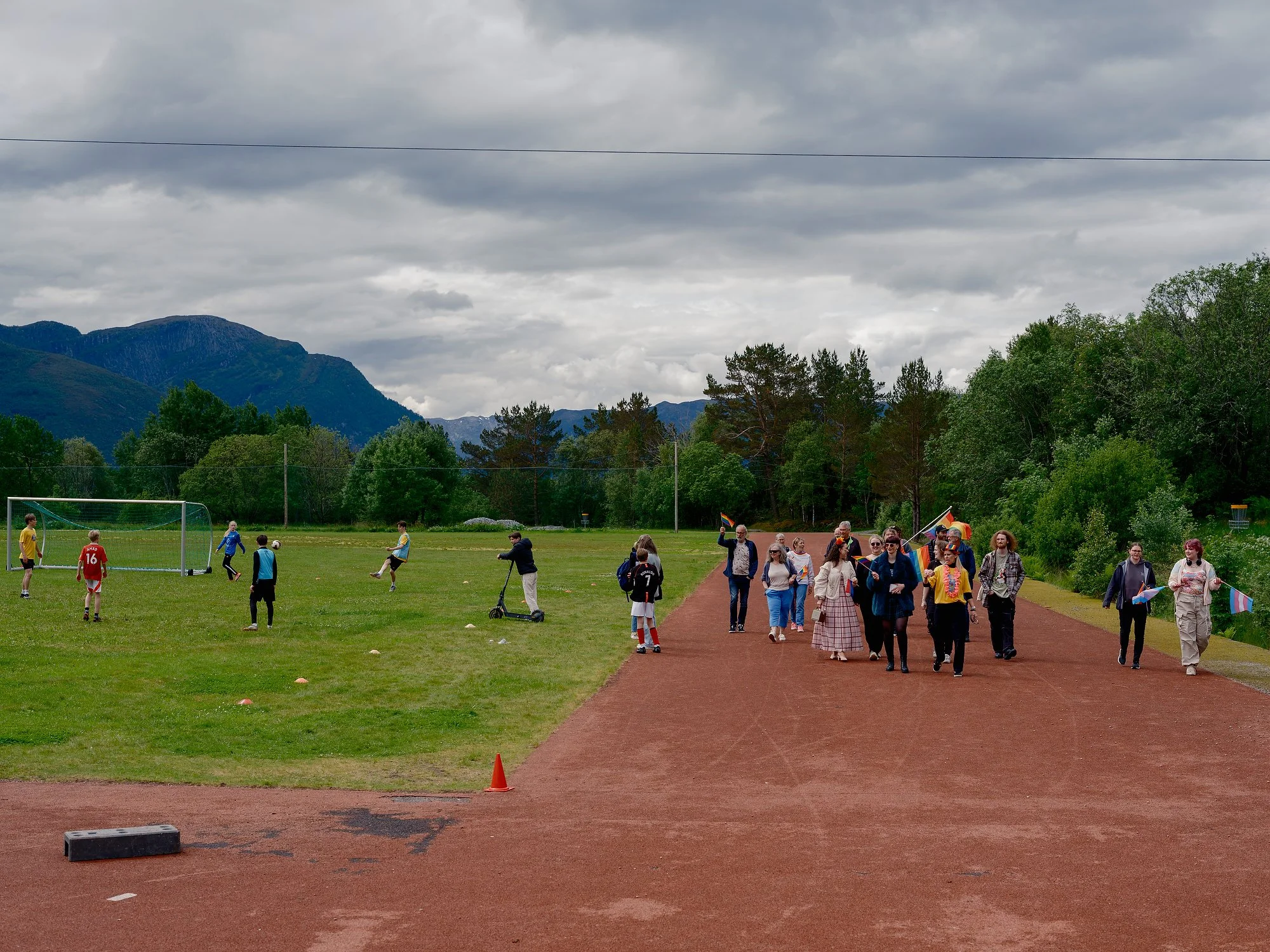   The Pride parade at Kyrkjebø, June 2026.  