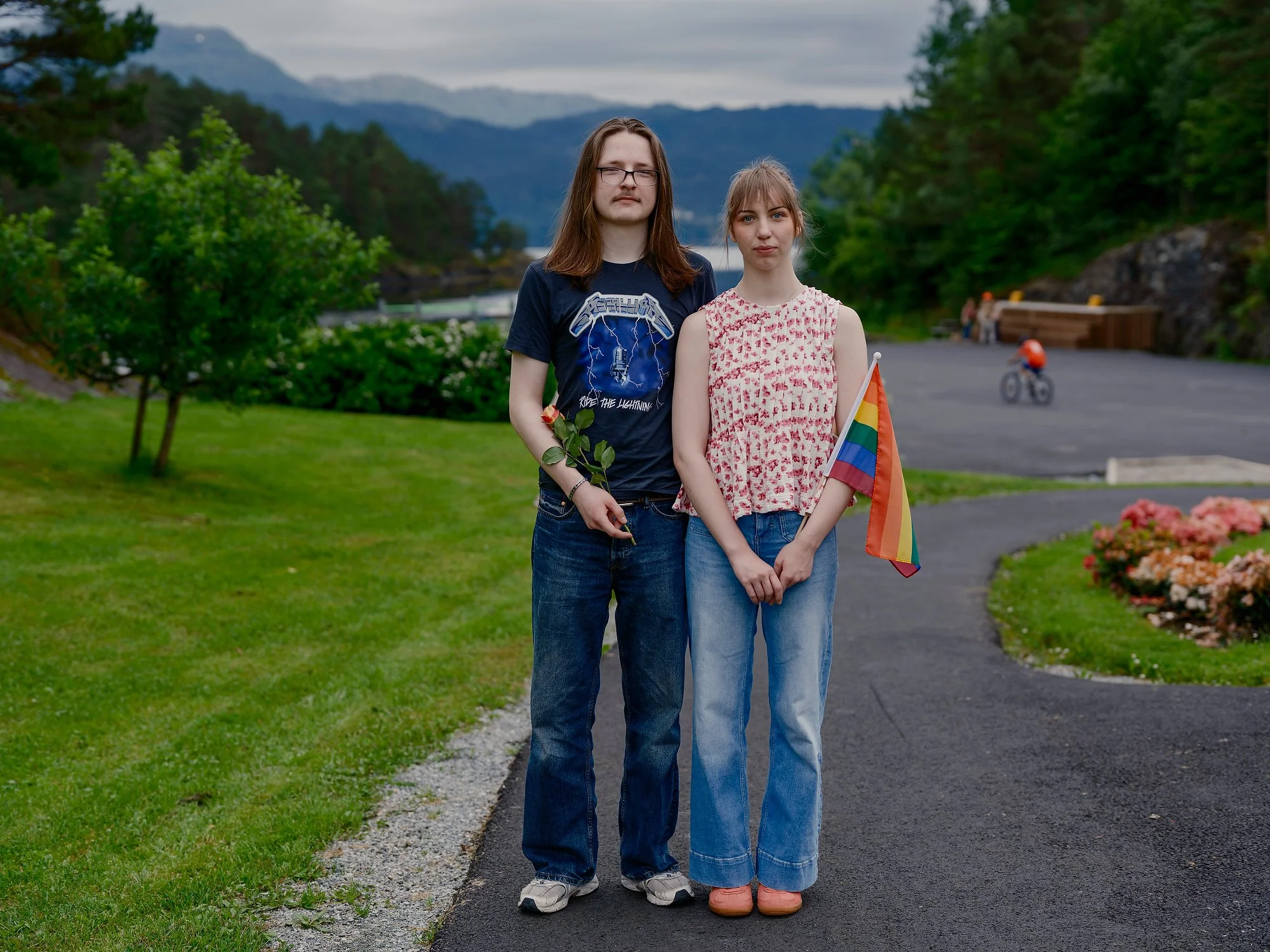   Karstein, 19, and Isabelle, 18, after the parade in Samnanger, June 2026.  