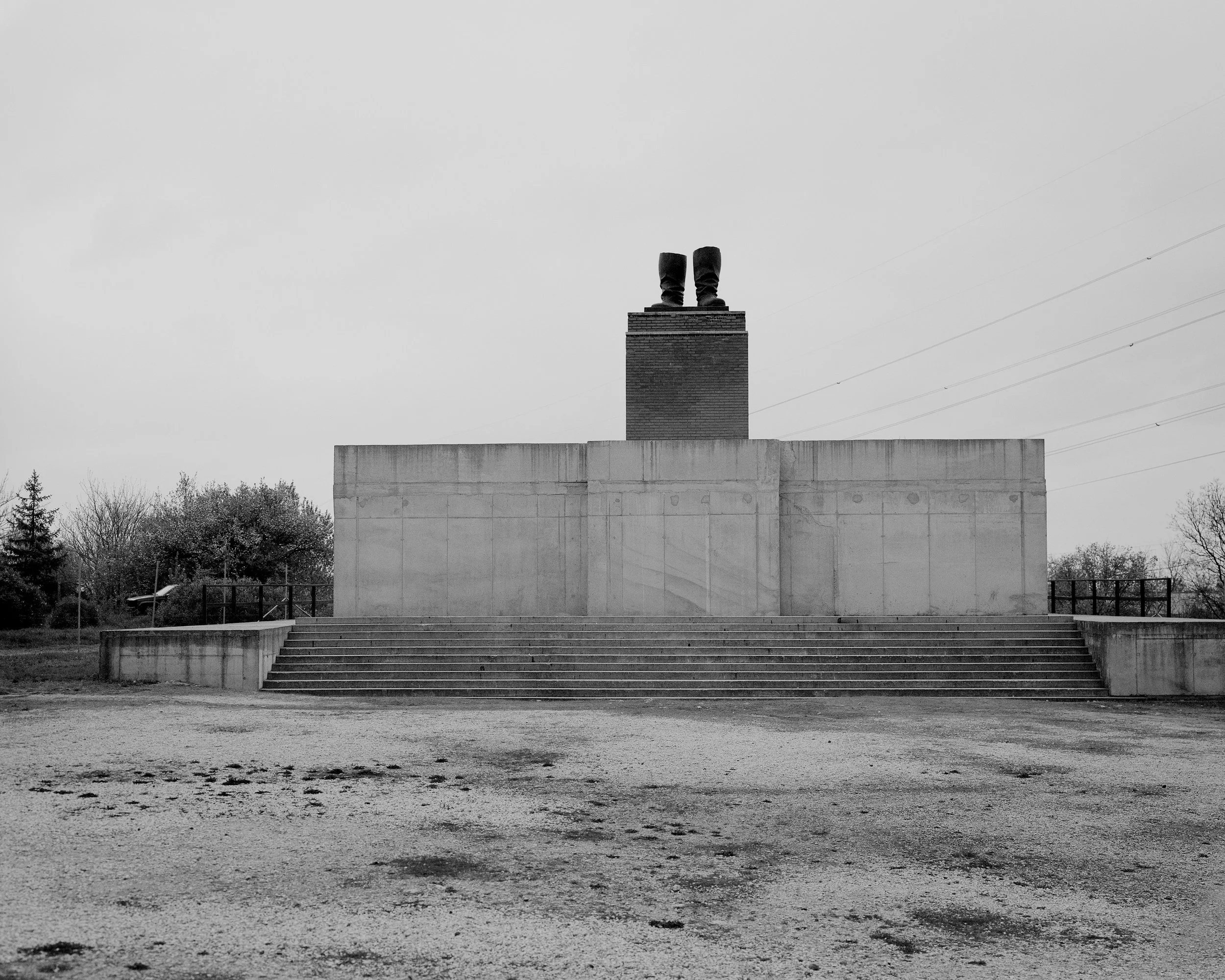   Budapest, Hungary, April 2017: Stalin’s boots in Memento Park.  
