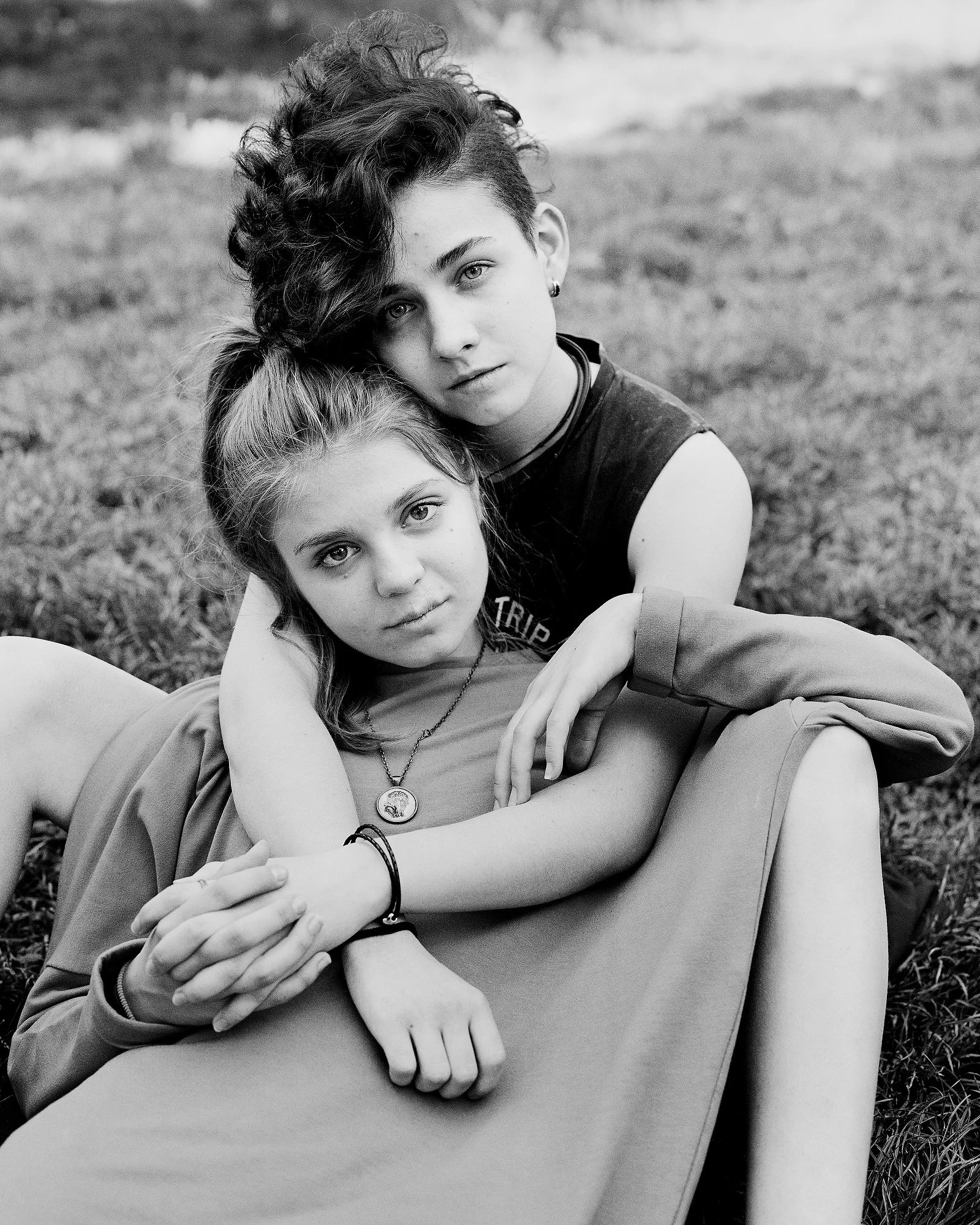   Bucharest, Romania, April 2018: Stefania and Maria.  