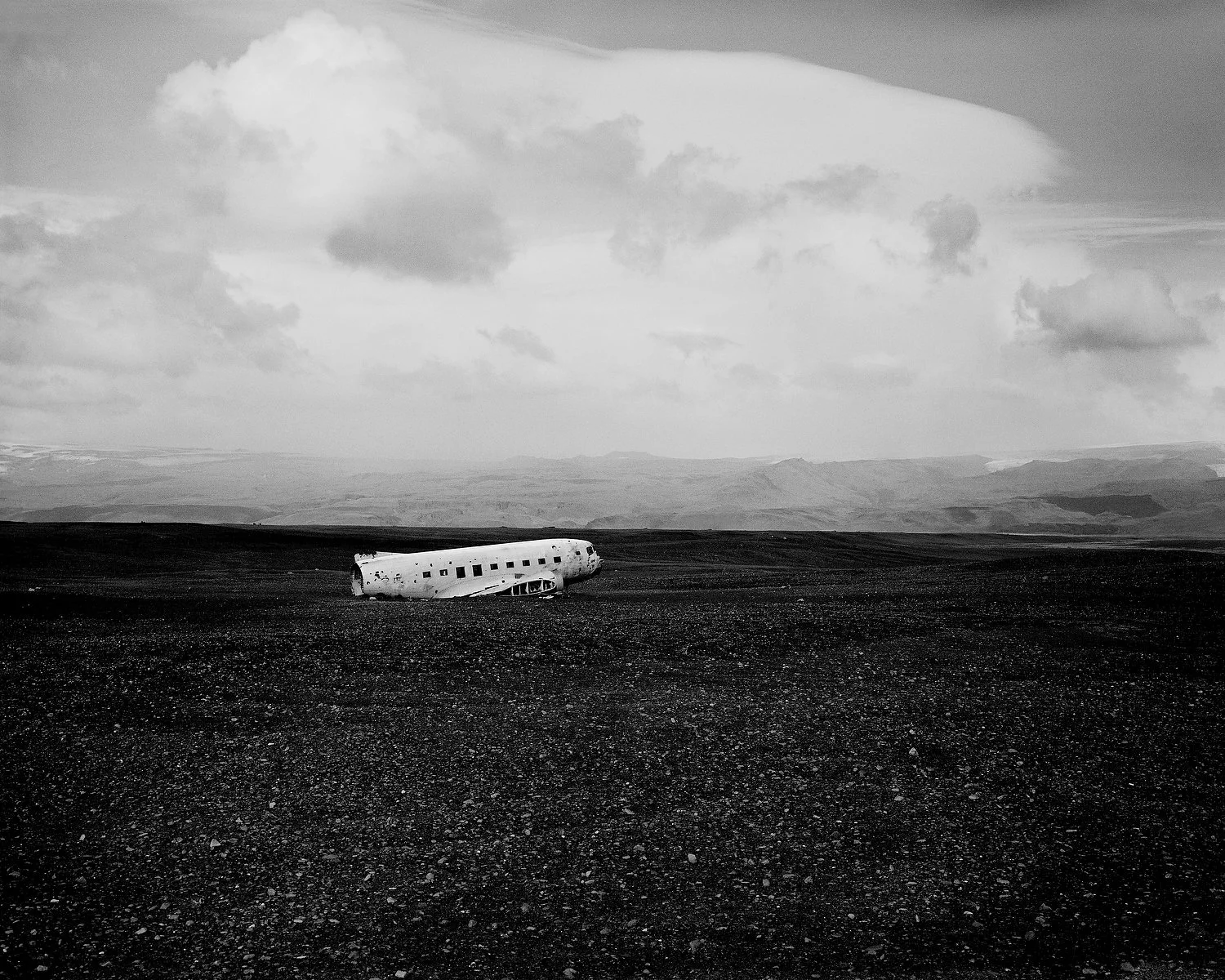   Solheimsandur, Iceland, August 2016: Abandoned remains of an US aircraft.  