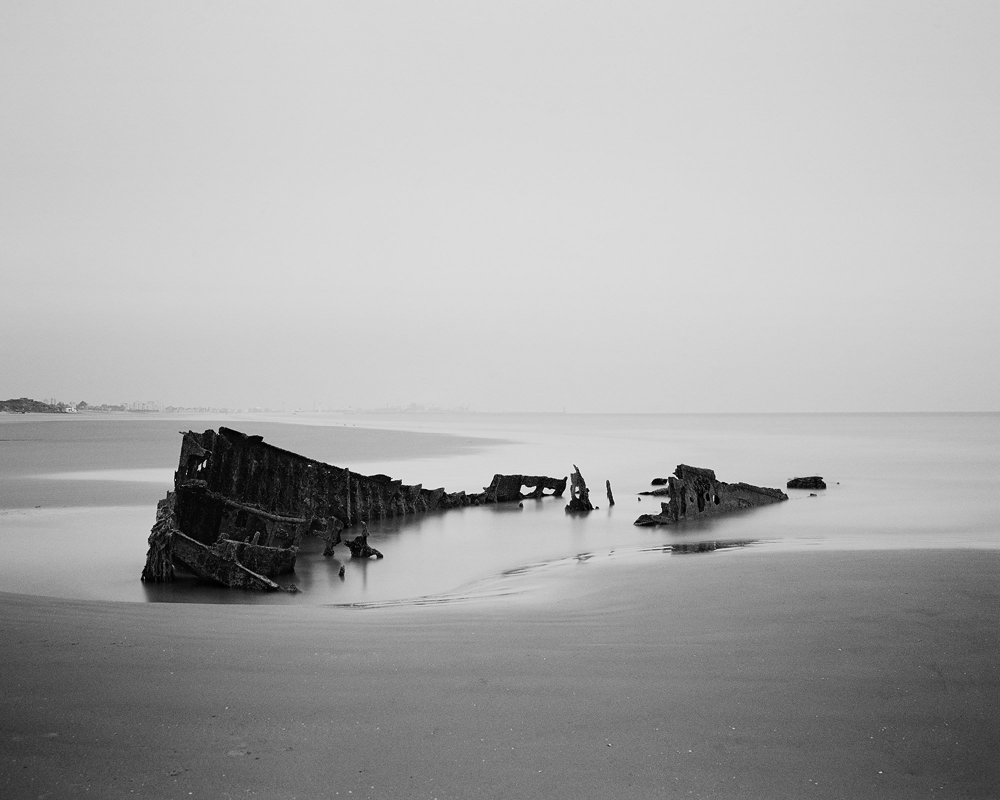   Dunkirk, France, March 2018: The Devonia shipwreck.   