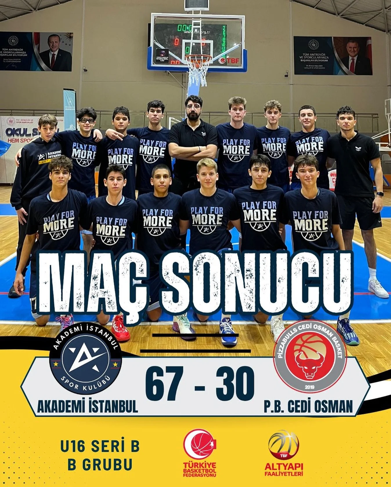U15 TAKIMIMIZ KAZANARAK BAŞLADI !
TBF U16 B Ligi'nde kendilerinden 1 yaş büyük oyunculara karşı mücadele eden U15 takımımız, ilk maçında karşılaştığı Pizza Bulls Cedi Osman Akademi'yi farklı geçerek, lige galibiyetle baş