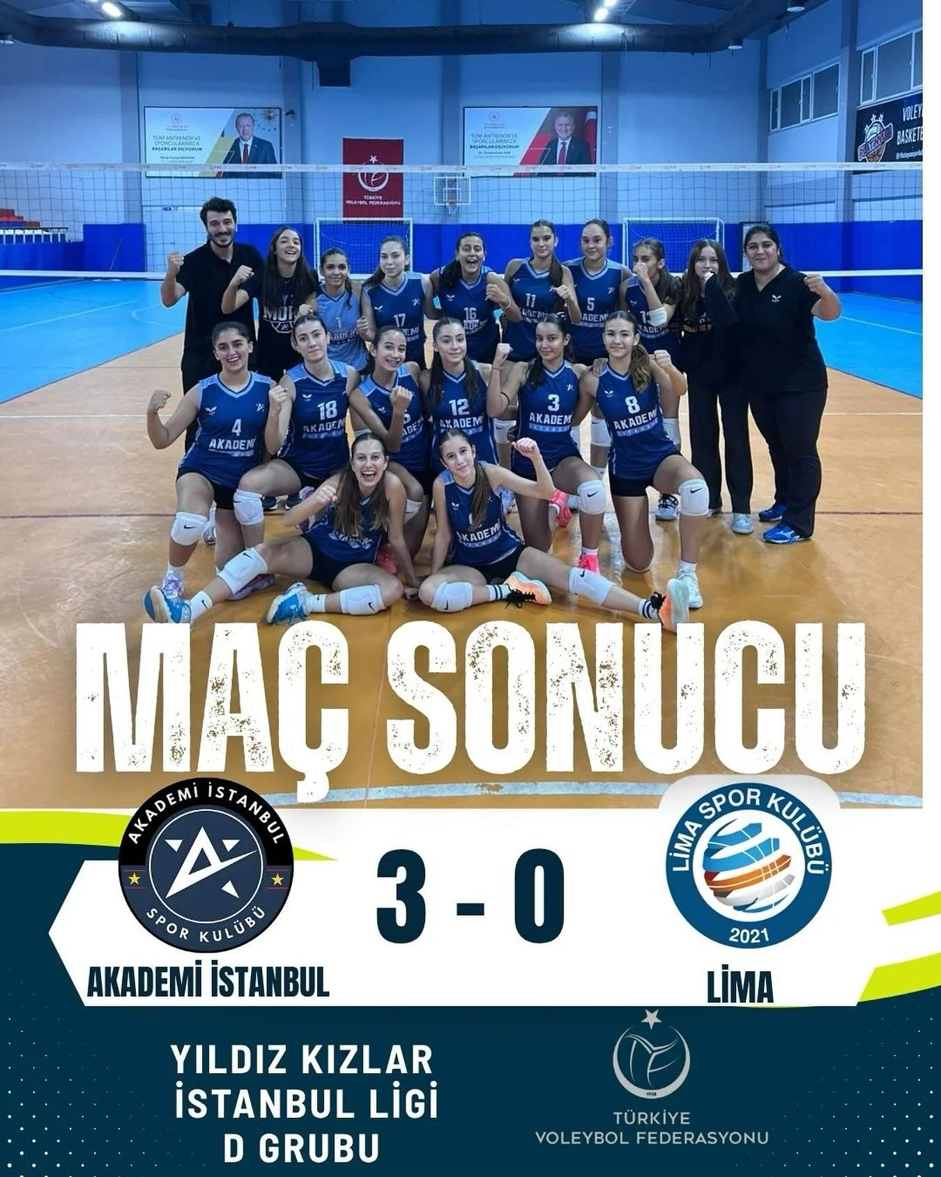 YILDIZ TAKIMIMIZDAN HARİKA GALİBİYET..!
İstanbul Ligi’nde mücadele eden takımımız, müthiş mücadele ettiği maçta Lima Spor Kulübü’nü 3-0 yendi. 
1.set : 25-10
2.set : 25-20
3.set : 25-23 
Tebrikler k