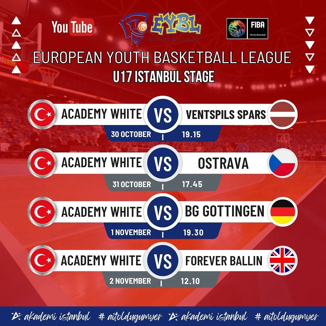 FIBA onaylı Avrupa Altyapı Basketbol Ligi’nde @eybl_official U-17 kategorisinde ülkemizi 2 takımla temsil edecek 2009 ekiplerimiz, 30 Ekim Perşembe günü başlayacak olan EYBL ilk etap maçlarını İstanbul'da oynayacak. 
Alma