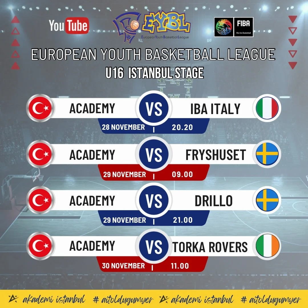 FIBA onaylı Avrupa Altyapı Basketbol Ligi&rsquo;nde (@eybl_official ) U-16 kategorisinde &uuml;lkemizi temsil eden 2010 jenerasyonu takımımız, 28 Kasım Cuma g&uuml;n&uuml; başlayacak olan EYBL ilk etap ma&ccedil;larında, İstanbul'da m&uuml;cadele ede