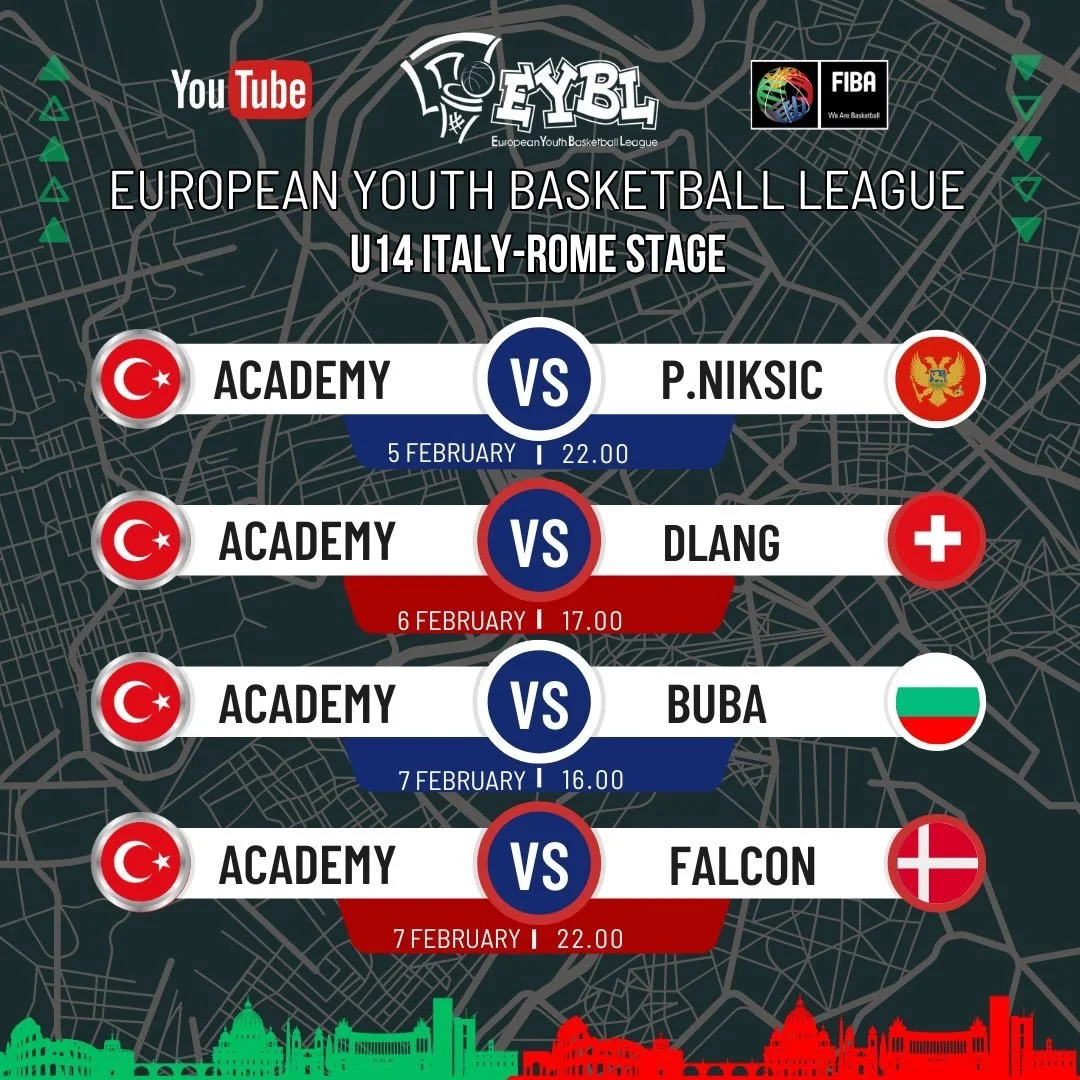 FIBA onaylı Avrupa Altyapı Basketbol Ligi&rsquo;nde (@eybl_official ) U-14 kategorisinde &uuml;lkemizi temsil eden 2012 jenerasyonu takımımız, 5 Şubat Perşembe g&uuml;n&uuml; başlayacak olan EYBL ikinci etap ma&ccedil;ları i&ccedil;in &ccedil;arşamba