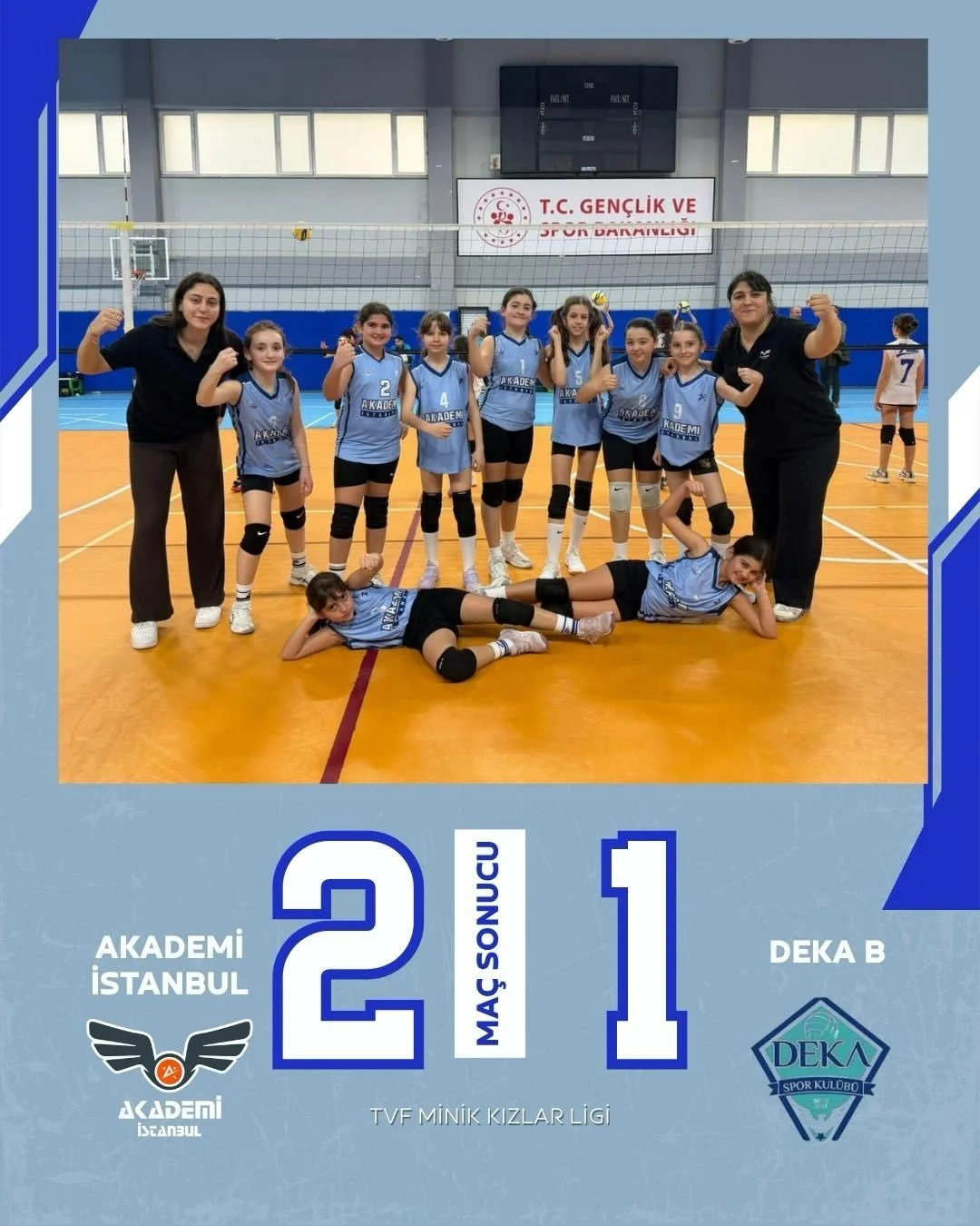 Minik Kız Takımımızı Tebrik Ederiz! 🏐👏🏻
Takımımız, m&uuml;cadele dolu karşılaşmaları kazanarak &ccedil;ifte galibiyet sevinci yaşadı. Oyuncularımızı ve teknik ekibimizi tebrik ederiz.
A-KA-DE-Mİ!

#aitolduğumyer 
#voleyboll 
#voleybolcularımız