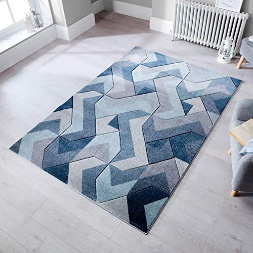 Flair Rugs Handcarved Aurora, Teal Colour Rugs Uk