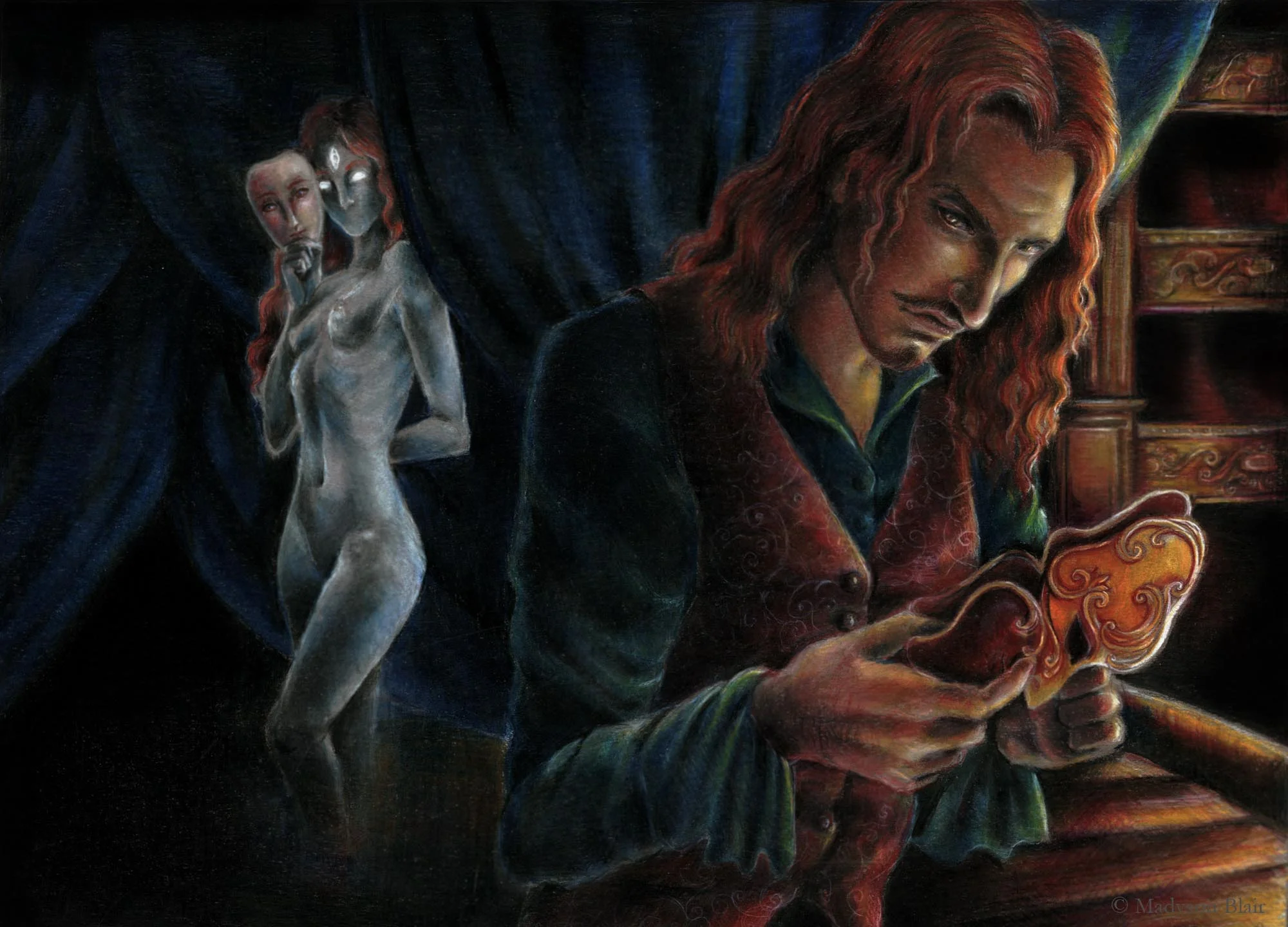'She's Not There', 14.5"x20", coloured pencil