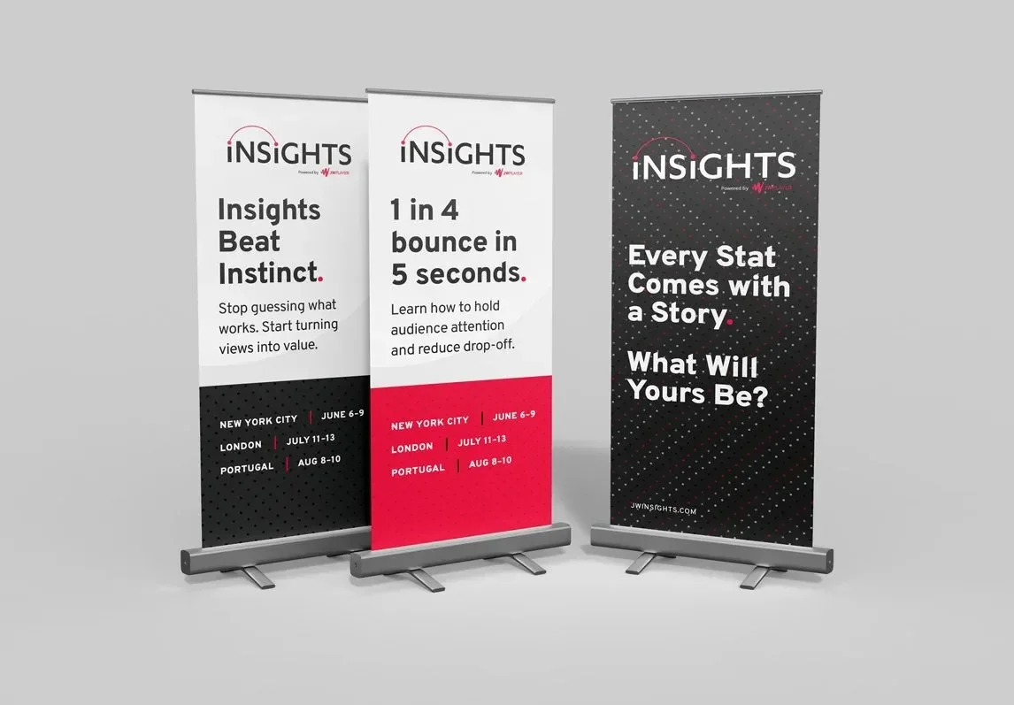 Popup banners featuring industry stats